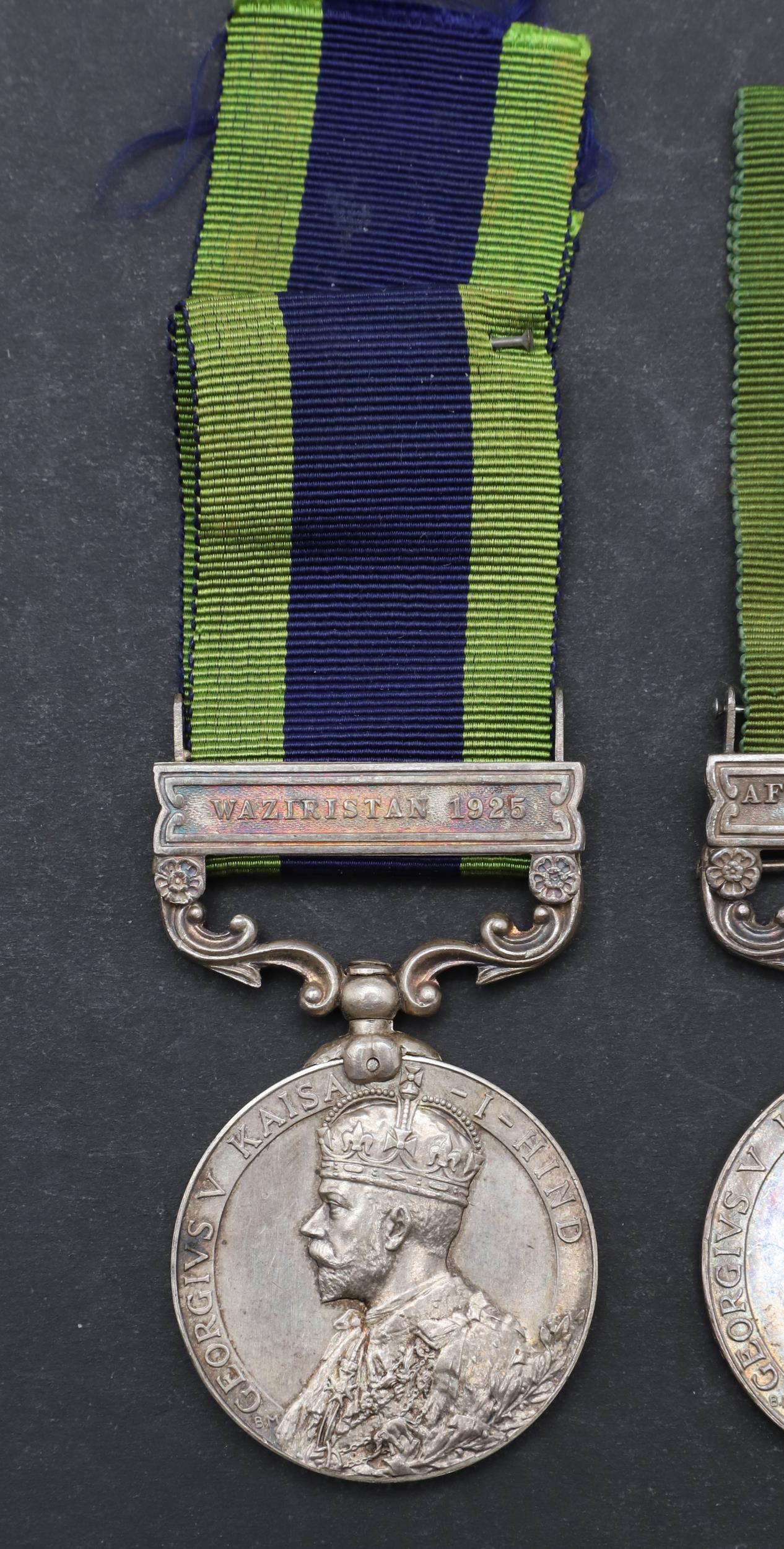 TWO INDIA GENERAL SERVICE MEDALS APPARENTLY AWARDED TO THE SAME MAN, A CASUALTY OF A BOMBING INCIDEN - Image 2 of 8