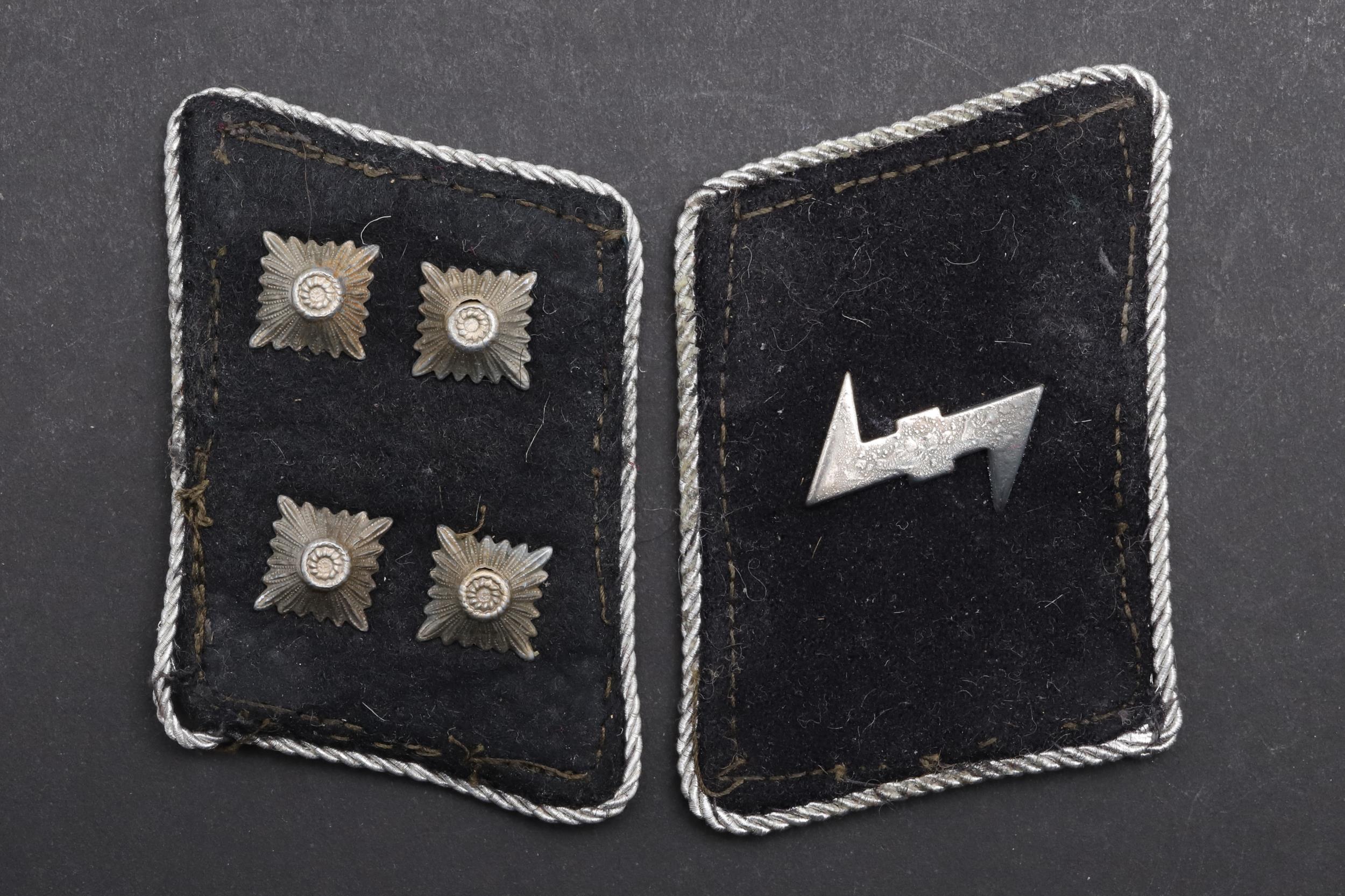 A PAIR OF SECOND WORLD WAR GERMAN SS OFFICER'S COLLAR PATCHES. - Image 2 of 3
