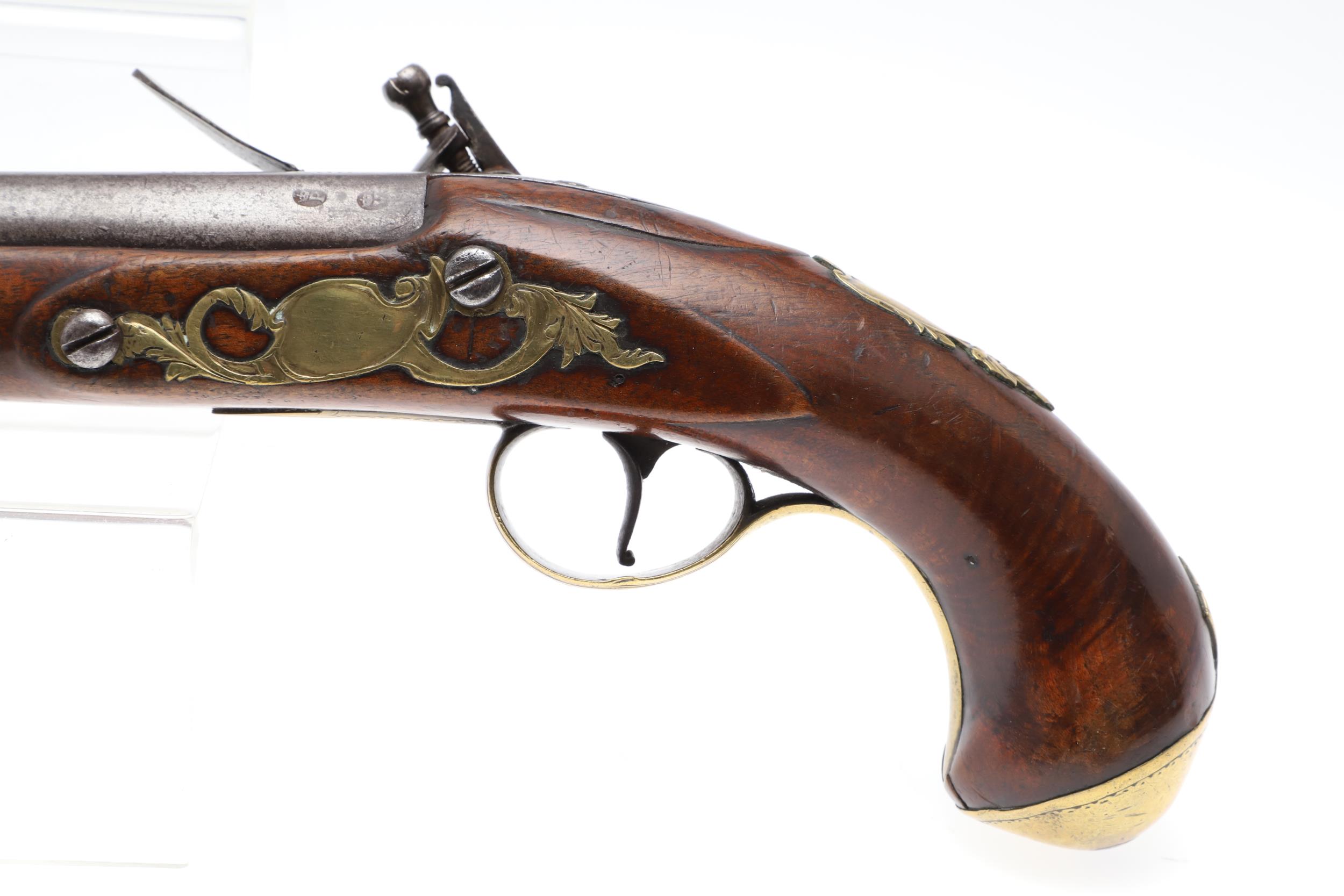 A LATE 18TH CENTURY FLINTLOCK HOLSTER PISTOL BY ELLSTON OF DONCASTER. - Image 10 of 13