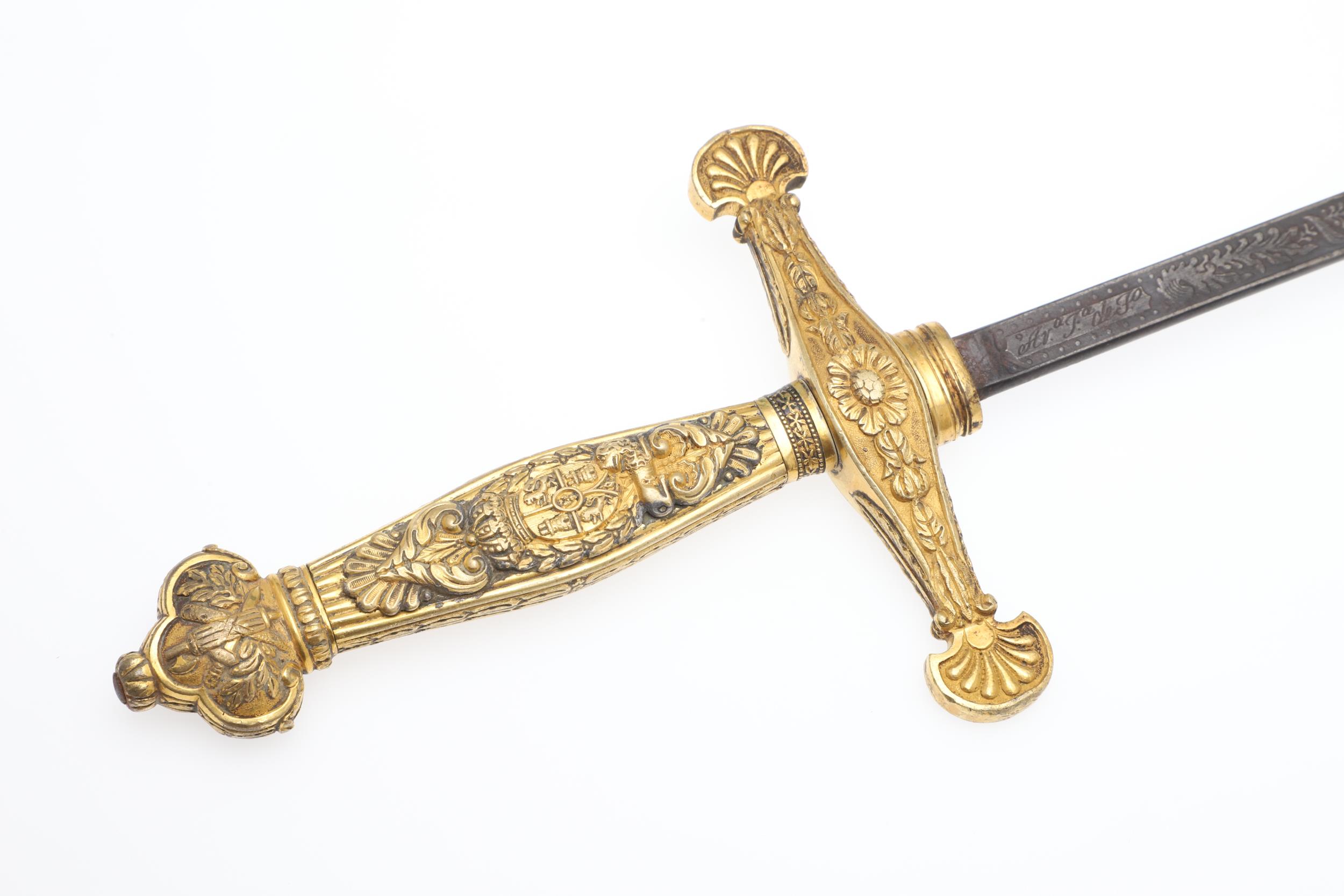 AN EARLY 19TH CENTURY SWORD OF THE GENTELMAN BODYGUARDS OF THE KING OF SPAIN. - Bild 2 aus 12