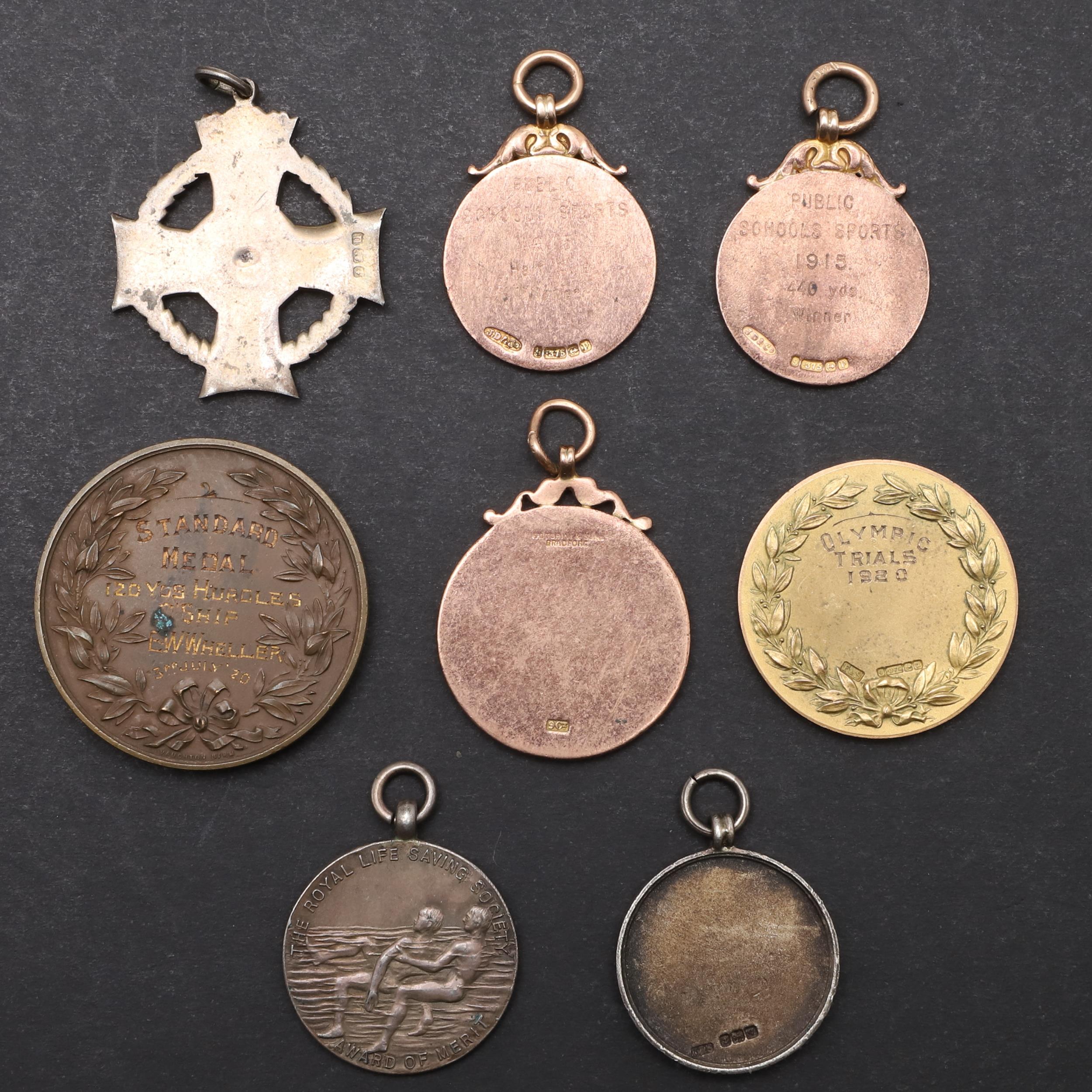 A COLLECTION OF GOLD AND SILVER SPORTING MEDALS TO INCLUDE A 1920'S OLYMPIC TRIALS MEDAL. - Image 5 of 8