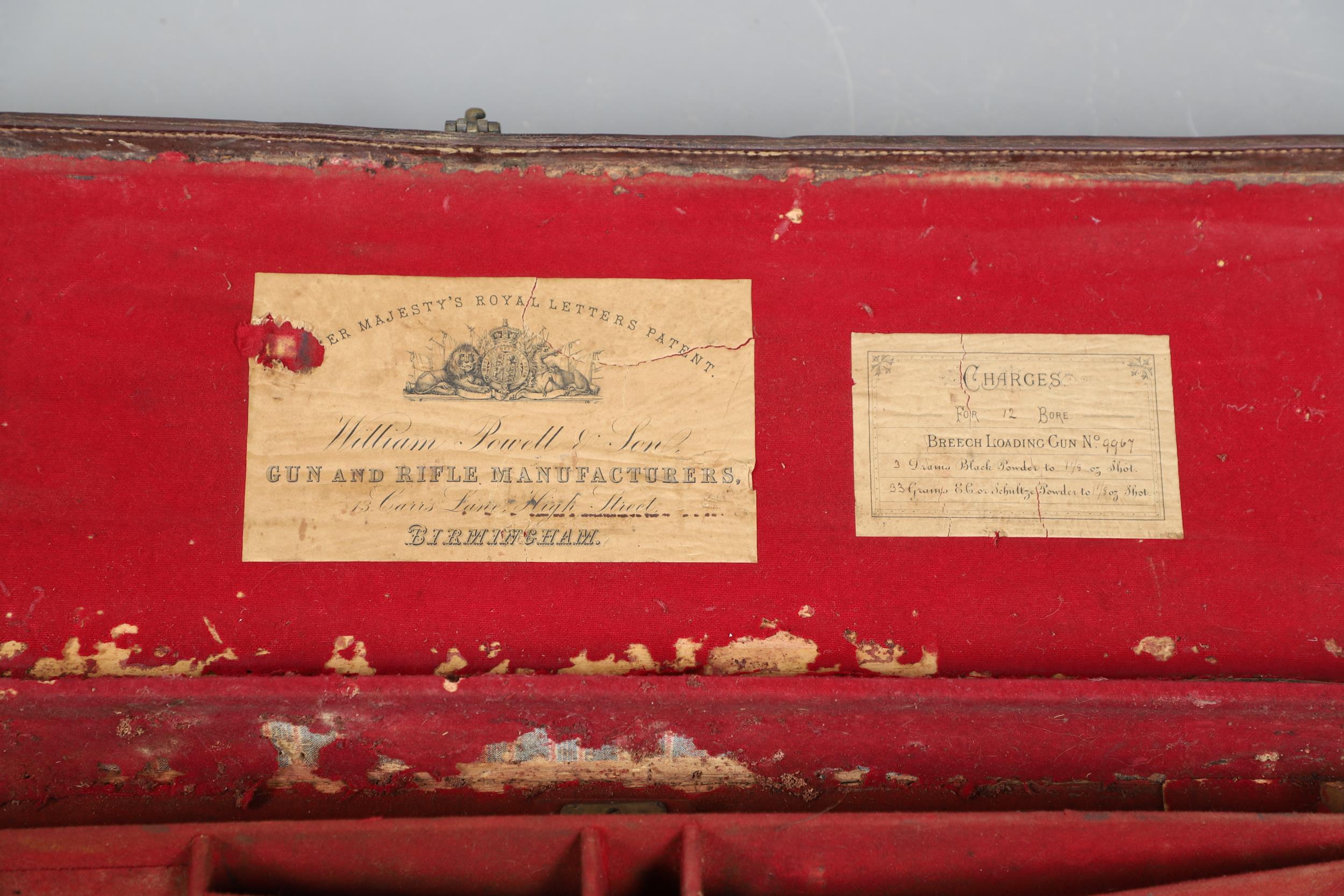 A LEATHER GUN CASE WITH LABEL FOR WILLIAM POWELL AND SONS. - Image 6 of 10