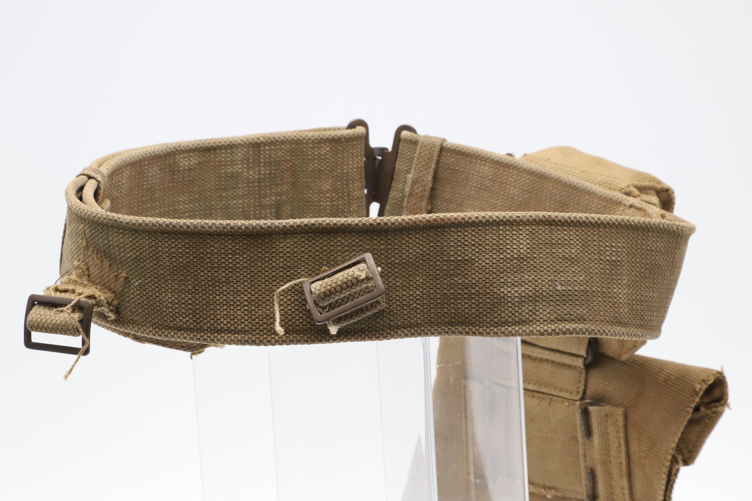 A 1937 PATTERN WEBBING HOLSTER, POUCH AND BELT. - Image 5 of 8