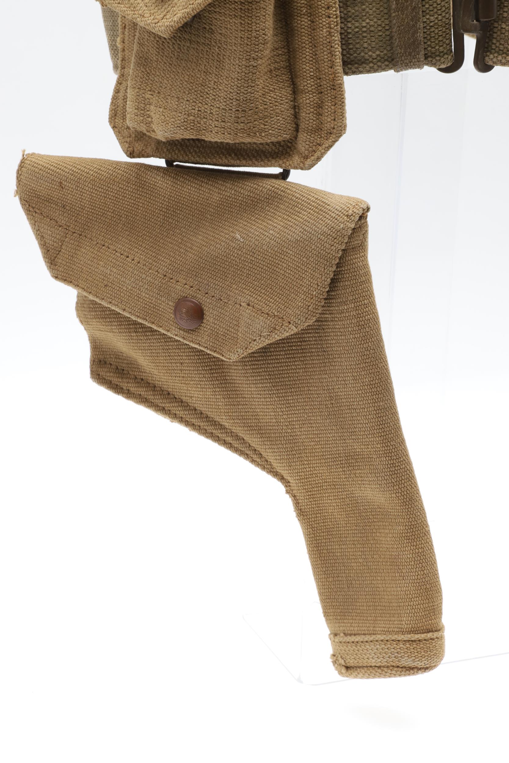 A 1937 PATTERN WEBBING HOLSTER, POUCH AND BELT. - Image 4 of 8