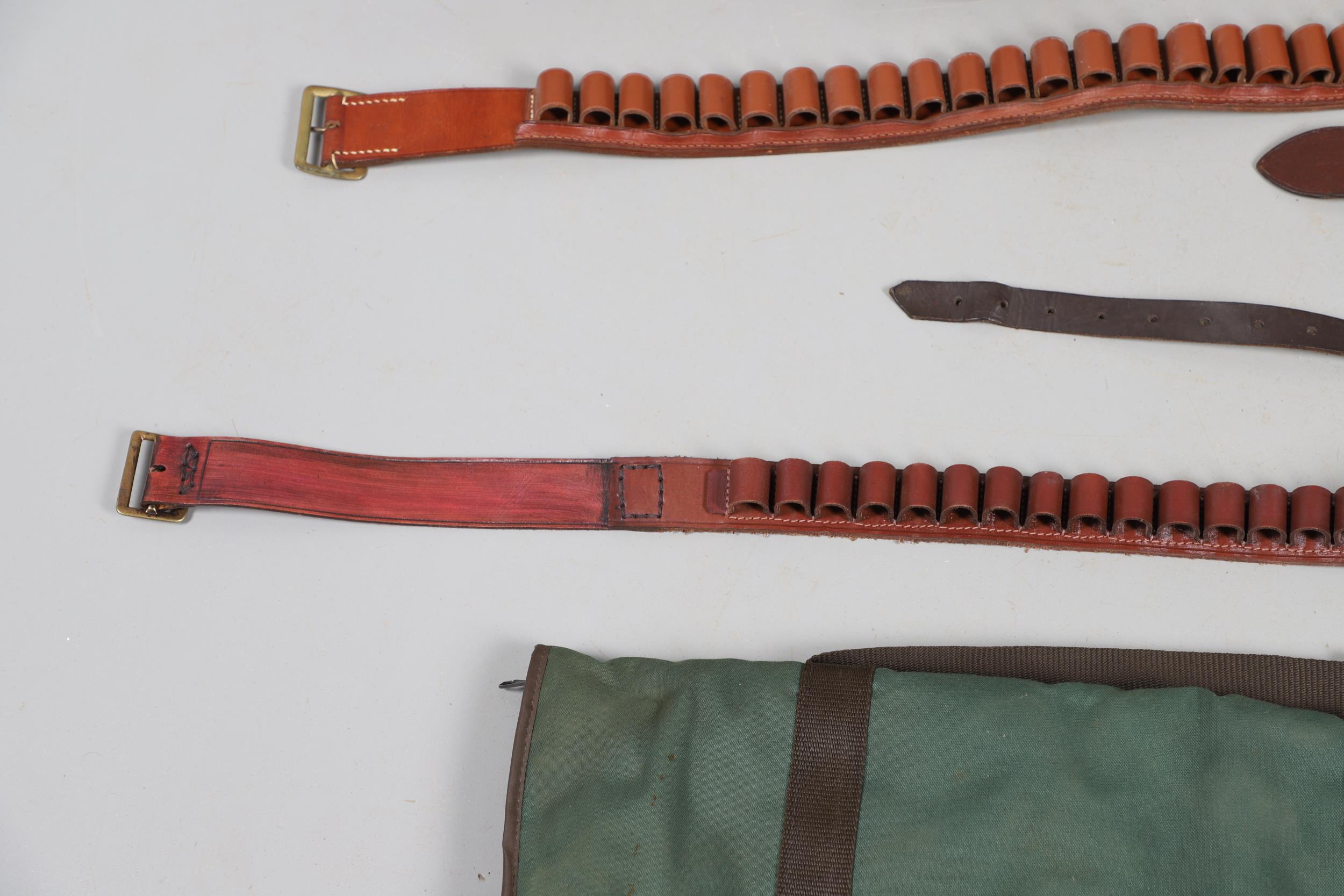 A LEATHER SHOTGUN CASE AND OTHER GUN CASES. - Image 15 of 16