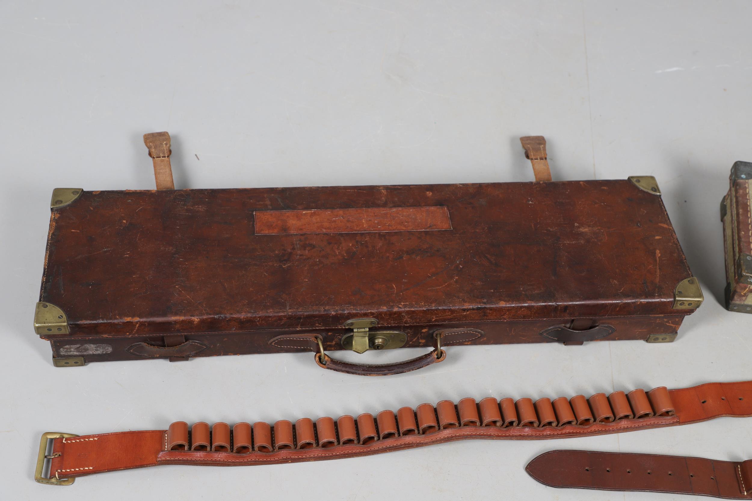 A LEATHER SHOTGUN CASE AND OTHER GUN CASES. - Image 2 of 16