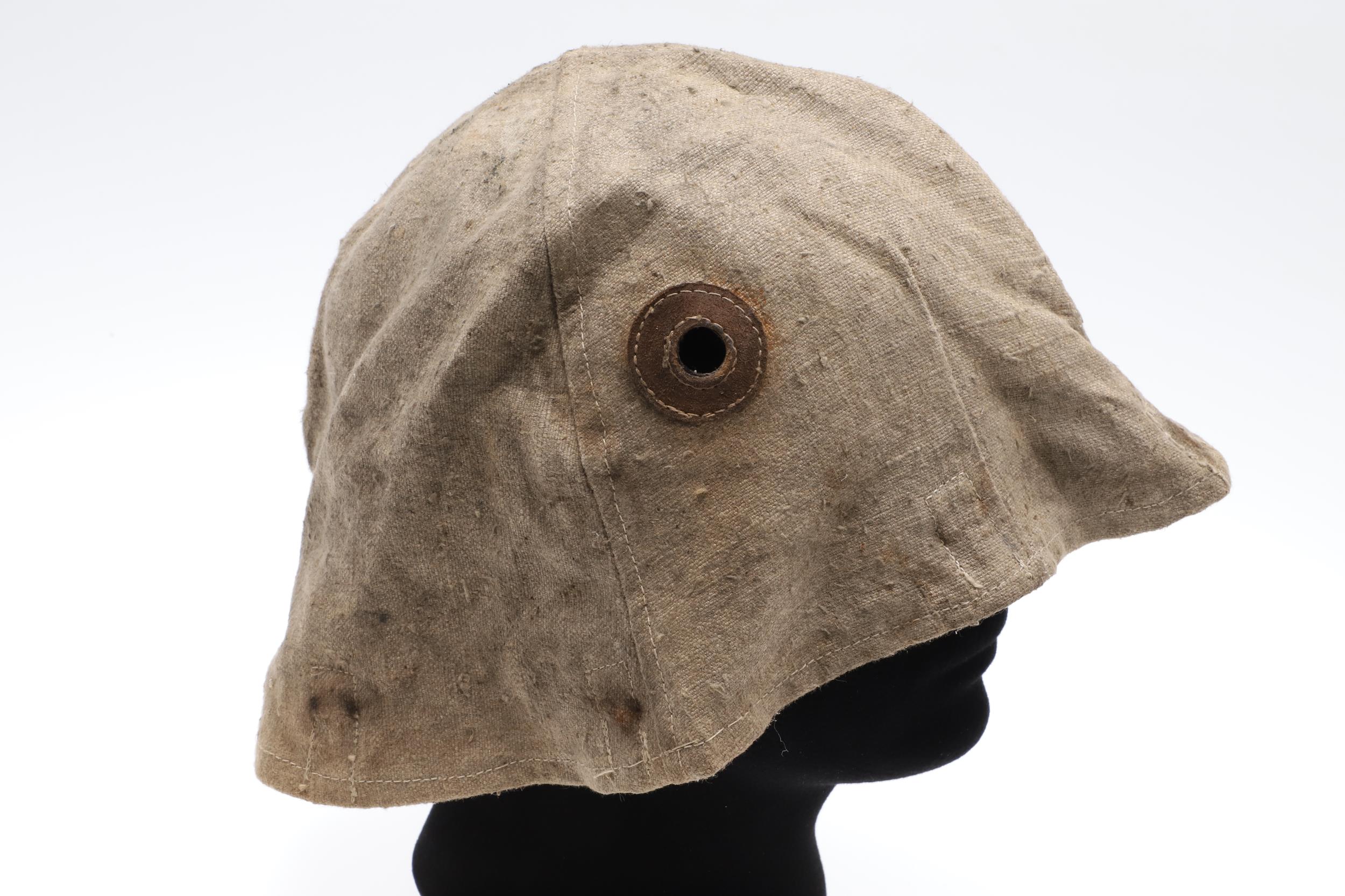 A FIRST WORLD WAR GERMAN STEEL HELMET CLOTH COVER. - Image 3 of 7