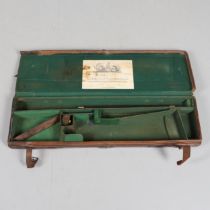 A LEATHER TRAVELLING CASE FOR A SHOTGUN.