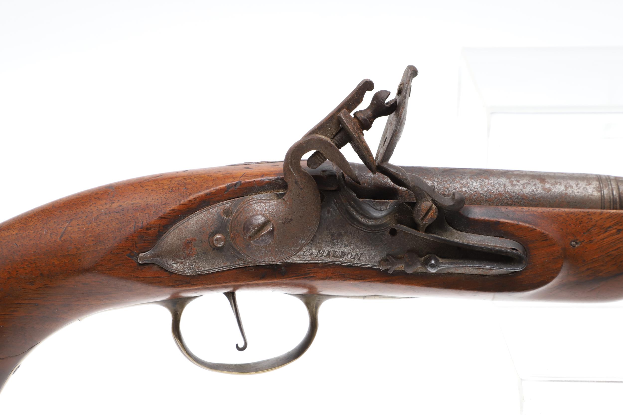 AN EARLY 19TH CENTURY OVERCOAT PISTOL BY C. MALDON. - Image 3 of 10