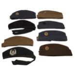 A COLLECTION OF EIGHT SECOND WORLD WAR AND LATER MILITARY ISSUE SIDE CAPS.