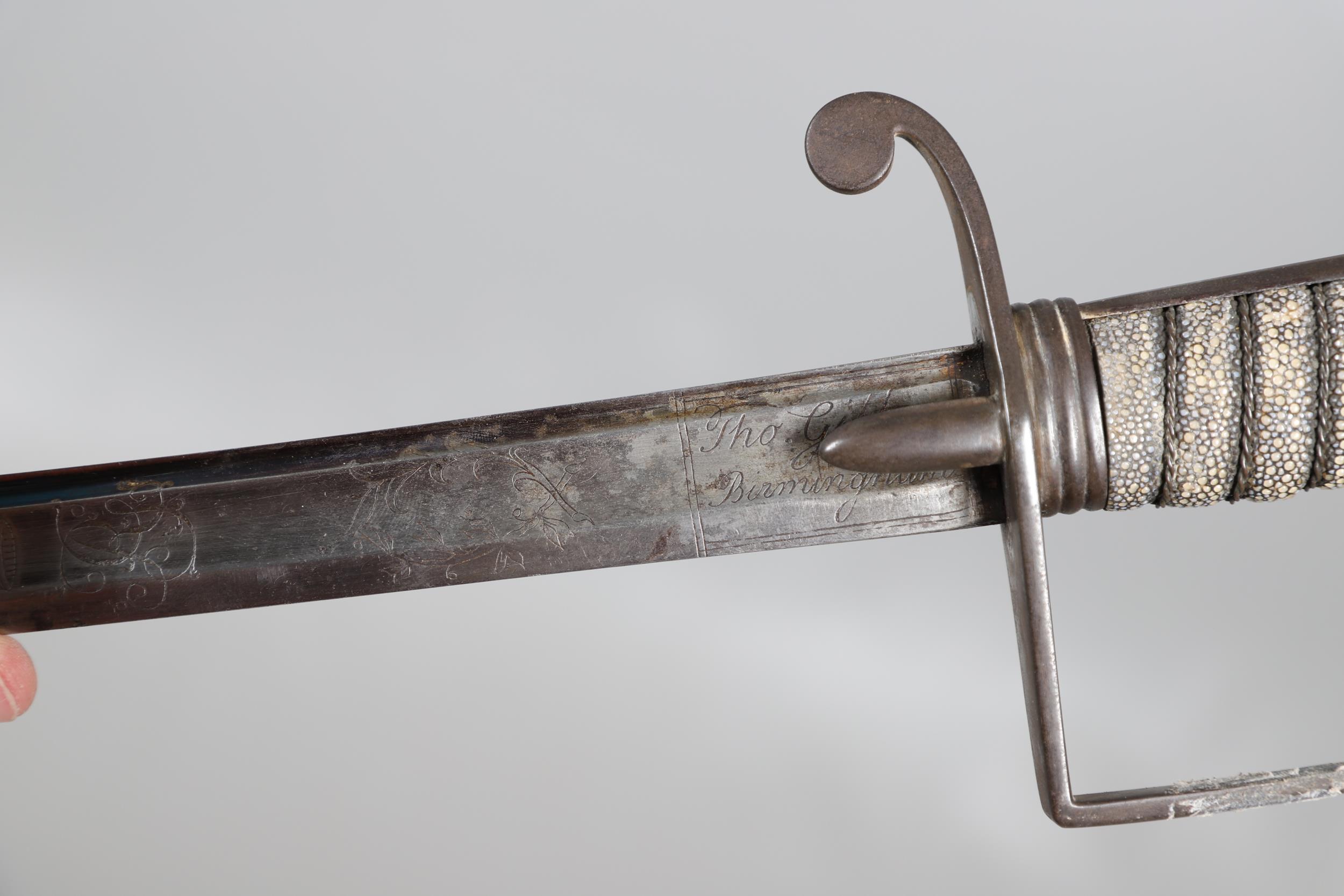 A 1788 PATTERN LIGHT CAVALRY OFFICER'S SWORD AND SCABBARD BY THOMAS GILL OF BIRMINGHAM. - Image 11 of 16