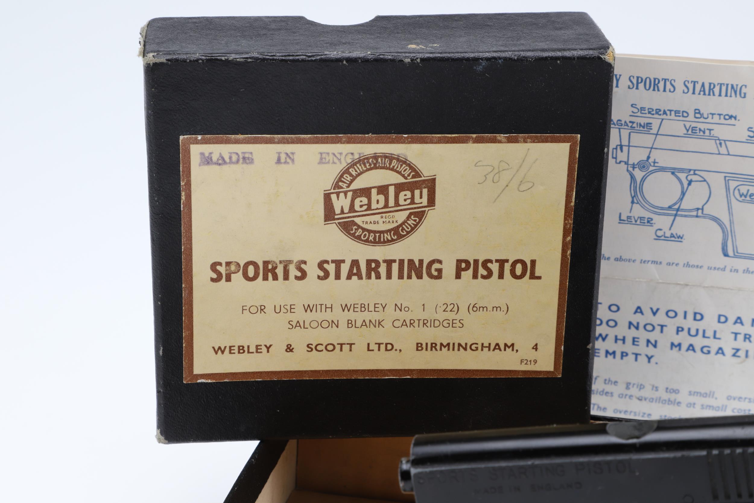 A WEBLEY SPORTS STARTING PISTOL IN ORIGINAL BOX. - Image 5 of 11