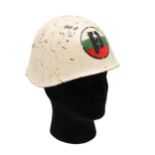 A BULGARIAN MILITARY POLICE M51 PATTERN HELMET.