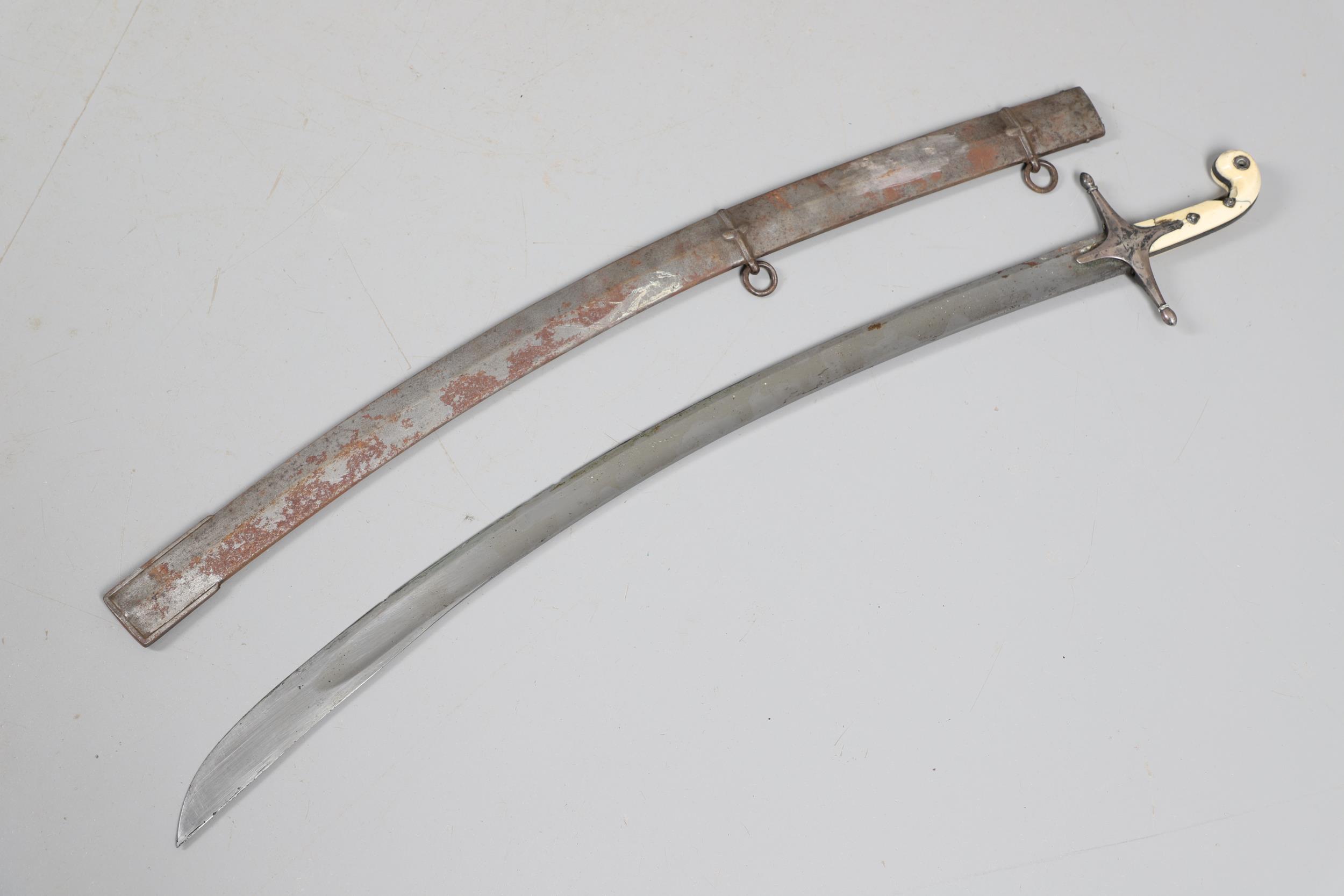 A NINETEENTH CENTURY IVORY HANDLED MAMELUKE SWORD MARKED FOR THE VAVASOUR FAMILY. - Image 4 of 17