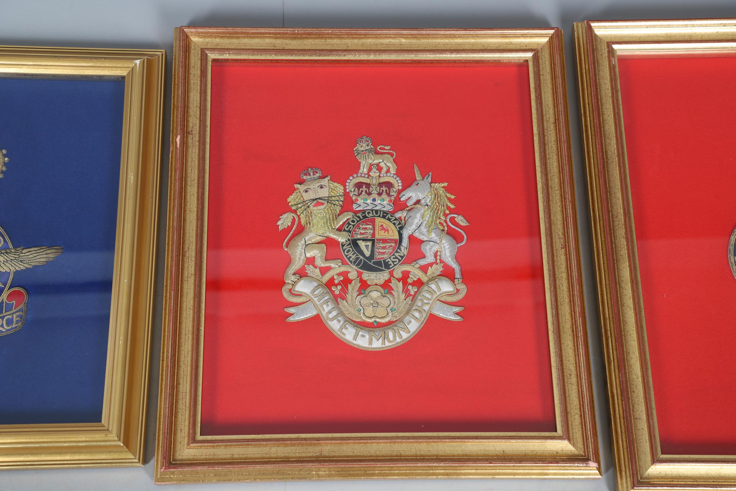 A COLLECTION OF FRAMED NEEDLEWORK MILITARY AND ROYAL CRESTS. - Image 5 of 16