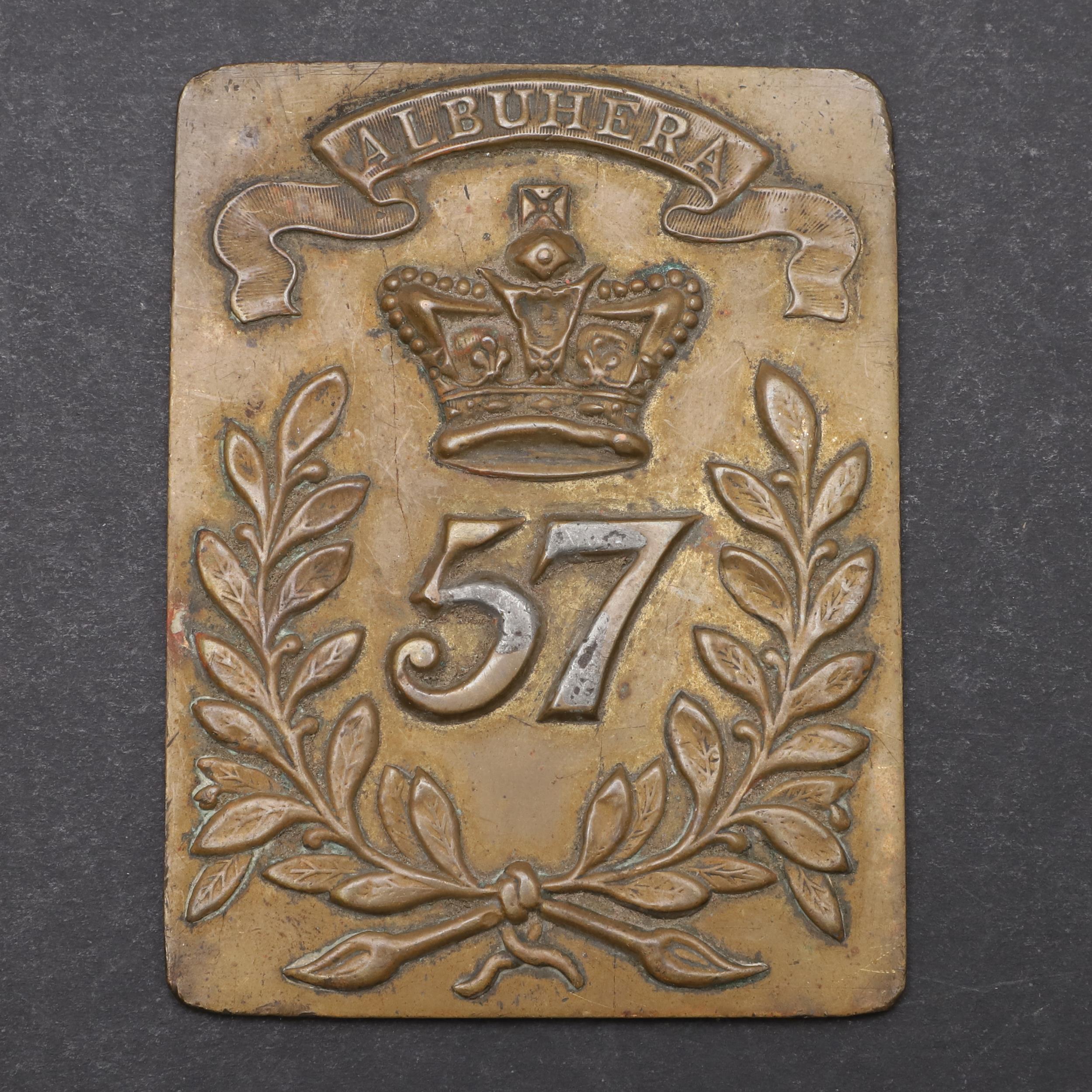 A VICTORIAN 57TH REGIMENT OF FOOT CROSS BELT PLATE.