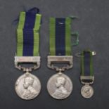 TWO INDIA GENERAL SERVICE MEDALS APPARENTLY AWARDED TO THE SAME MAN, A CASUALTY OF A BOMBING INCIDEN