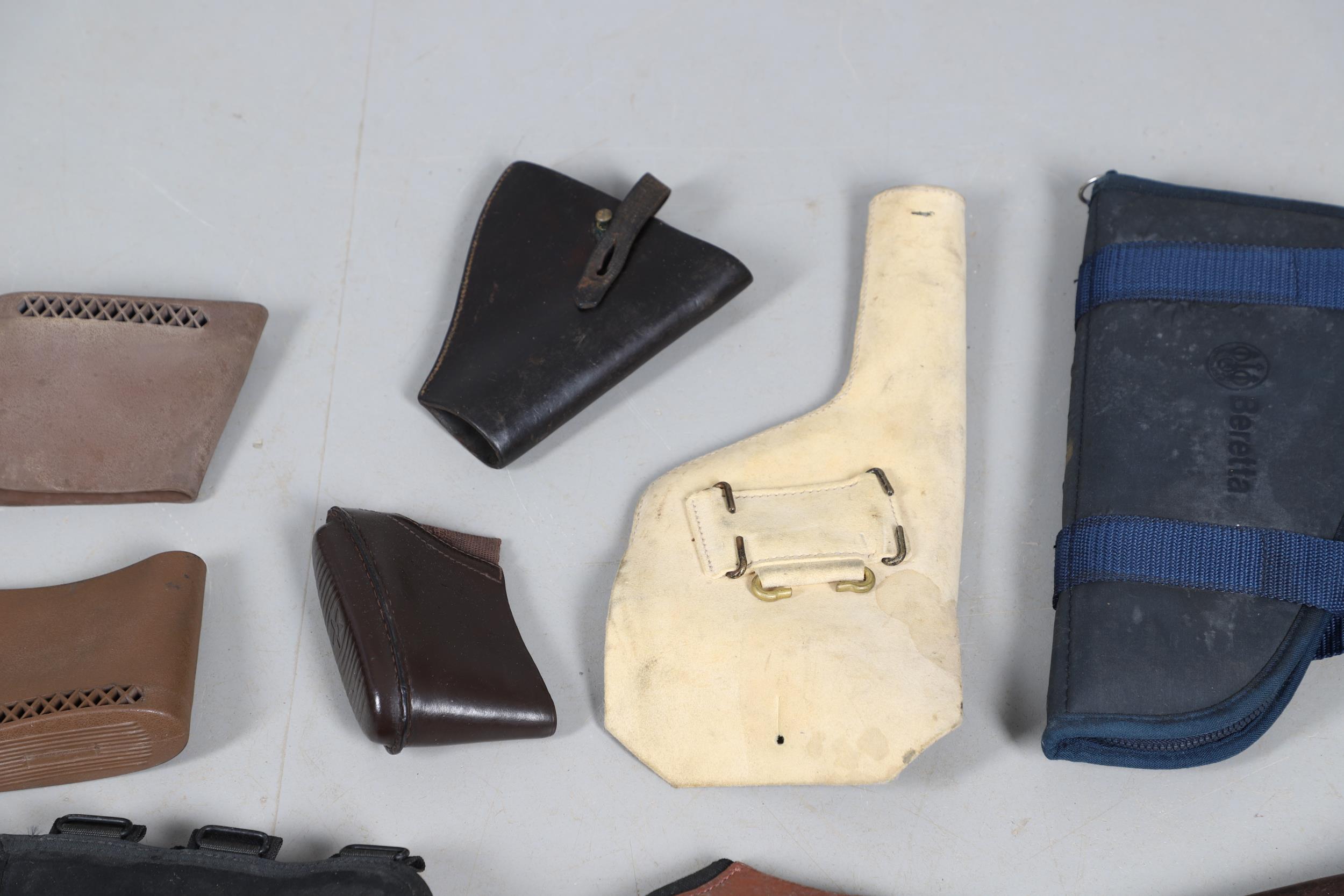 A BROWN LEATHER PISTOL HOLSTER AND OTHERS SIMILAR. - Image 3 of 6