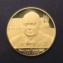 AN HISTORIC 22CT GOLD MEDAL COMMEMORATING THE DEATH OF WINSTON CHURCHILL BY F. KOVACS FOR SPINKS.