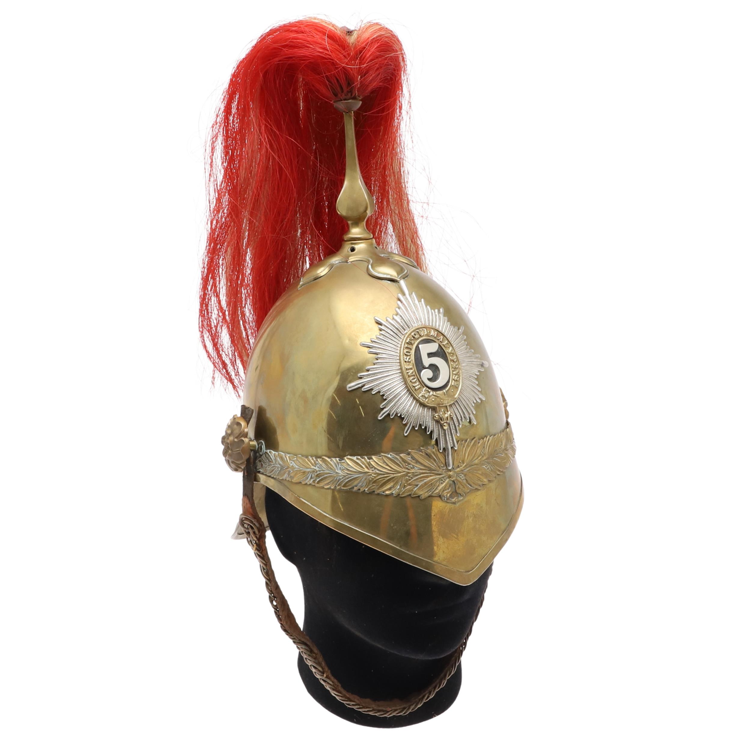 A 5TH DRAGOON GUARDS 1871 PATTERN HELMET.