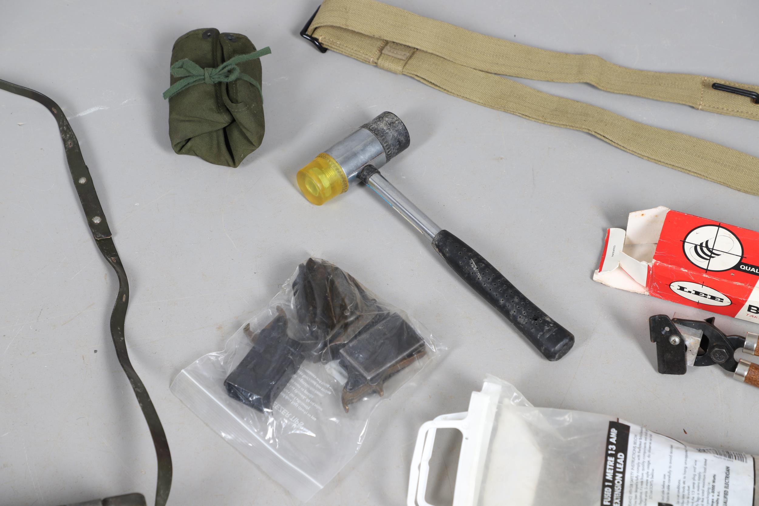 TWO MACHINE GUN BELT LOADING TOOLS AND A COLLECTION OF OTHER ITEMS. - Image 19 of 19