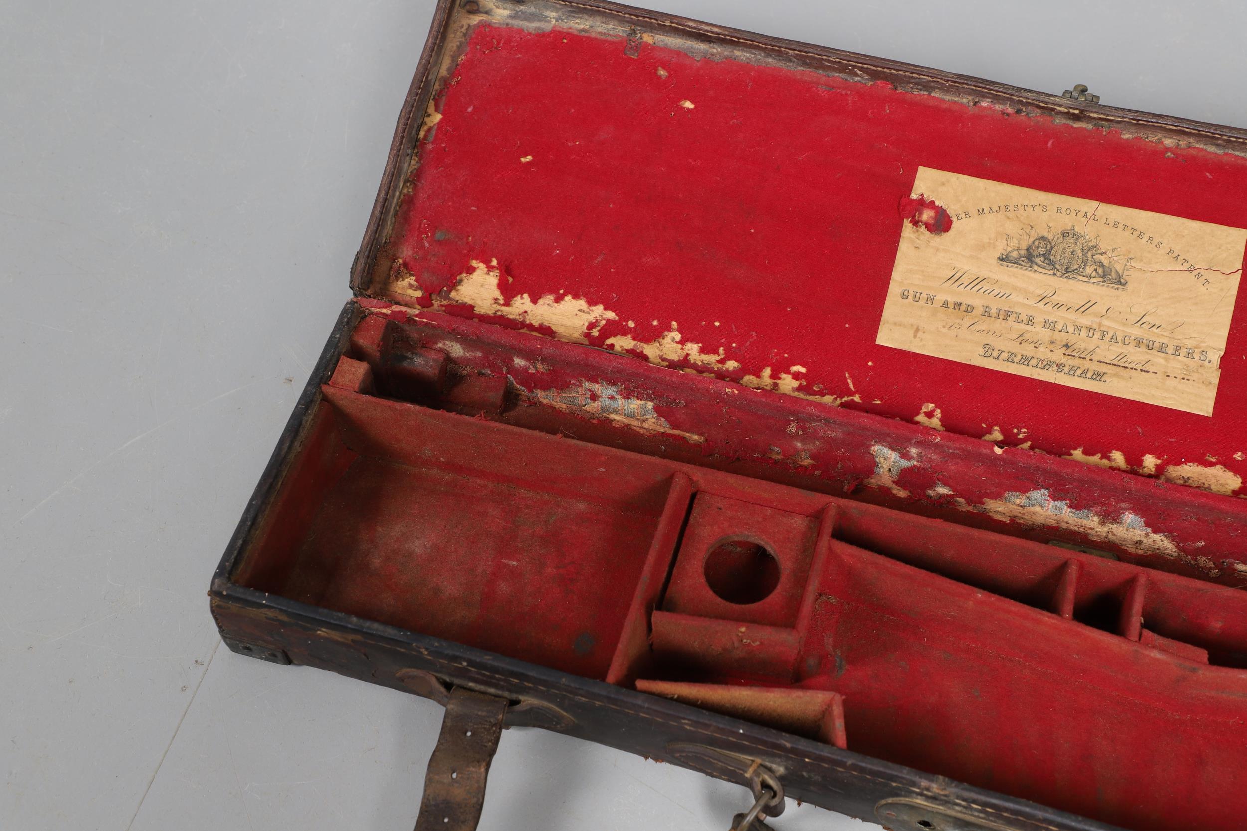 A LEATHER GUN CASE WITH LABEL FOR WILLIAM POWELL AND SONS. - Image 7 of 10