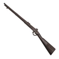 AN AMERICAN CAST IRON MINIATURE RIFLE MARKED FOR THE '12 N H VOLS'.