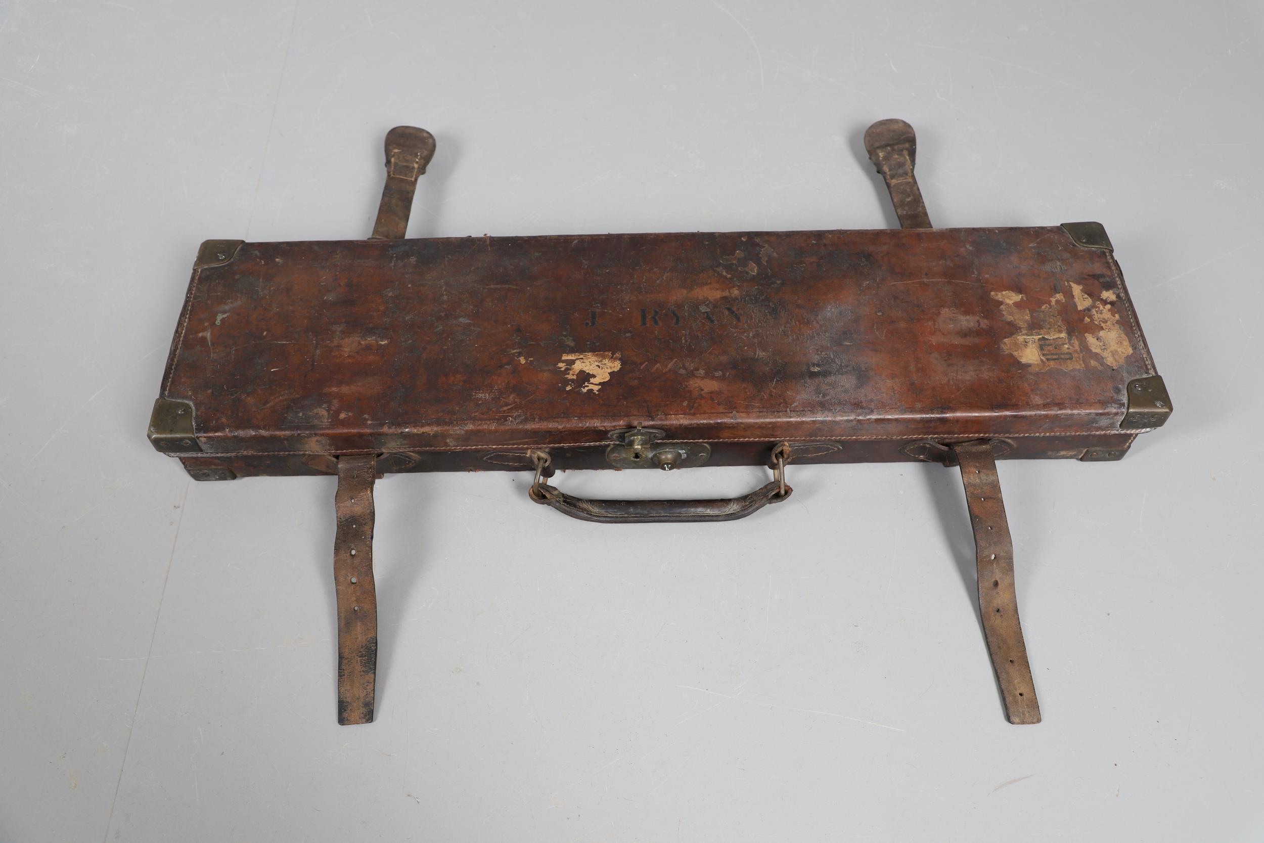 A LEATHER GUN CASE WITH LABEL FOR WILLIAM POWELL AND SONS. - Image 4 of 10