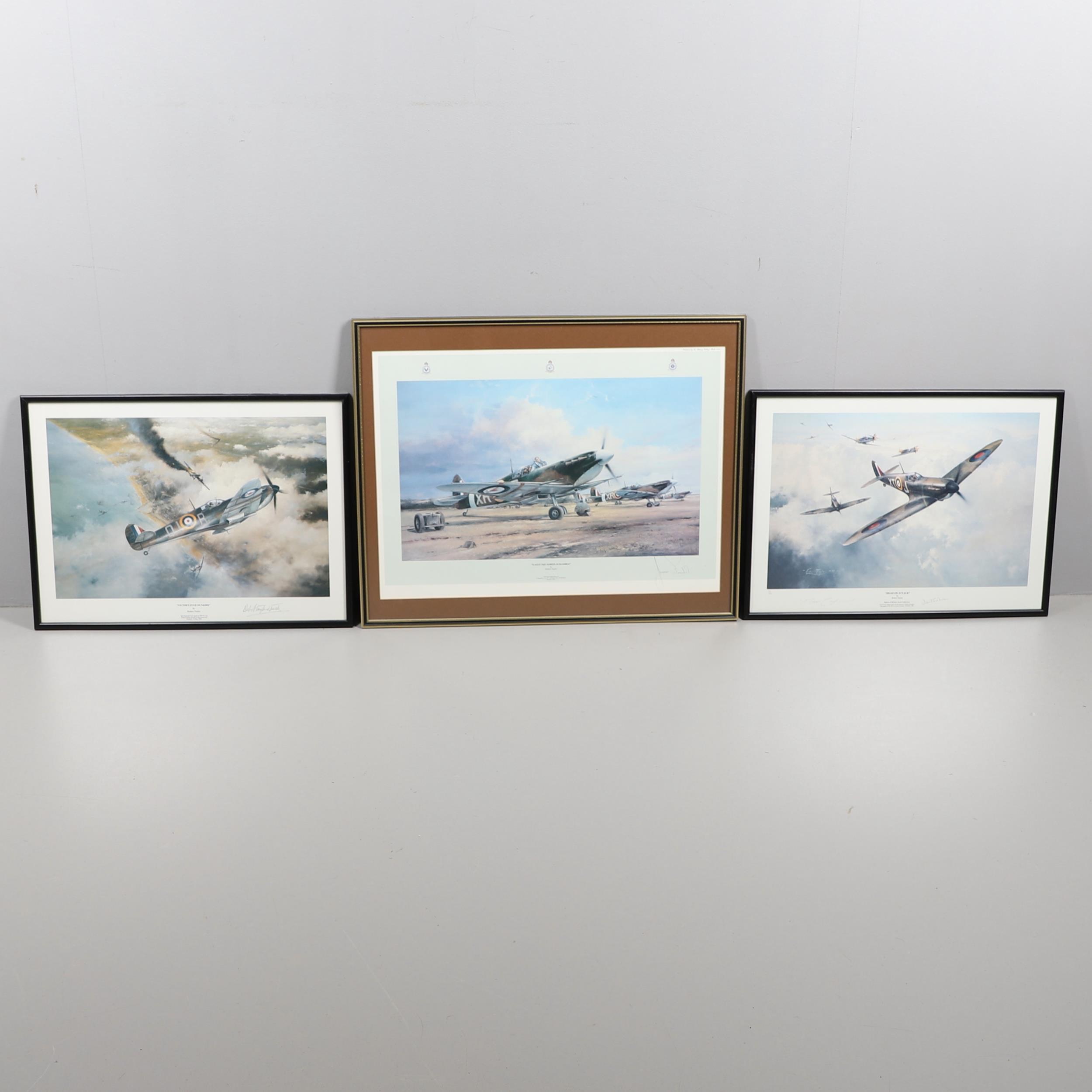 THREE SECOND WORLD WAR AVIATION PRINTS AFTER ROBERT TAYLOR WITH VARIOUS SIGNATURES.