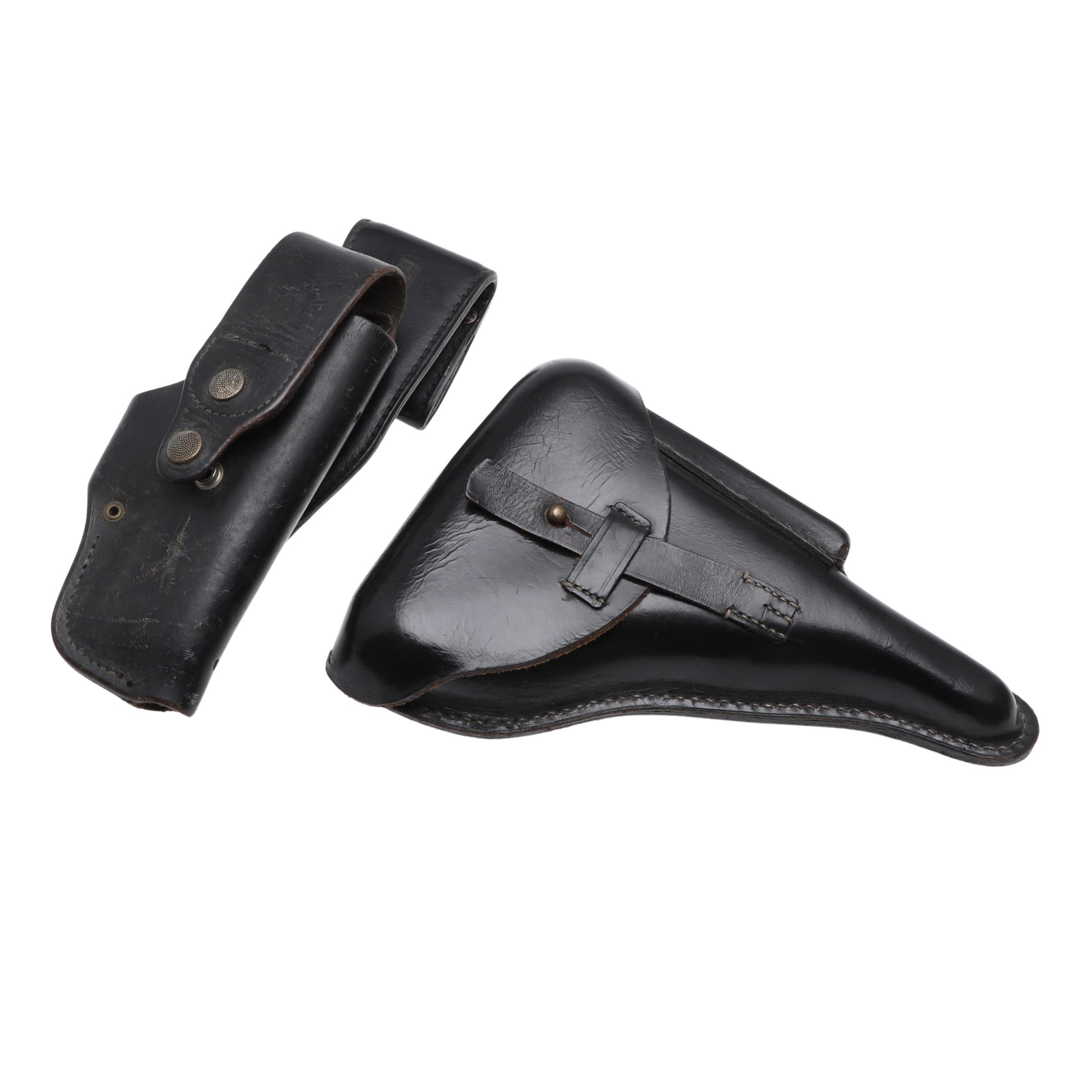 A LUGER HOLSTER AND ANOTHER SIMILAR.