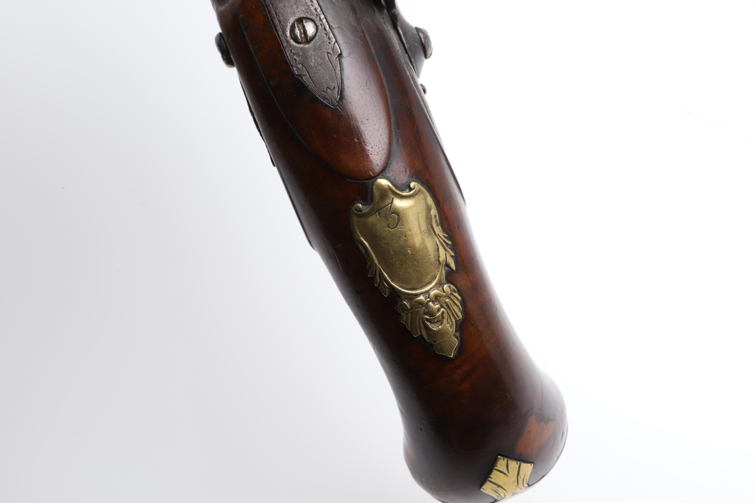 A LATE 18TH CENTURY FLINTLOCK HOLSTER PISTOL BY ELLSTON OF DONCASTER. - Image 12 of 13