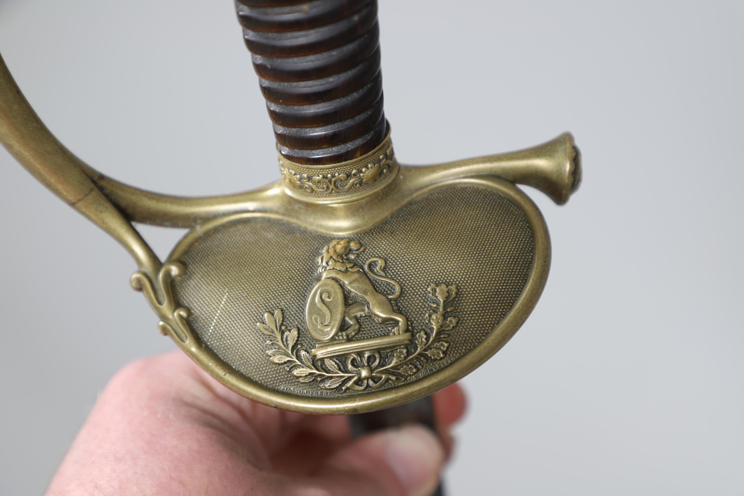 A 19TH CENTURY BELGIAN SMALL SWORD, ANOTHER SIMILAR AND A HARPOON POINT. - Image 14 of 15