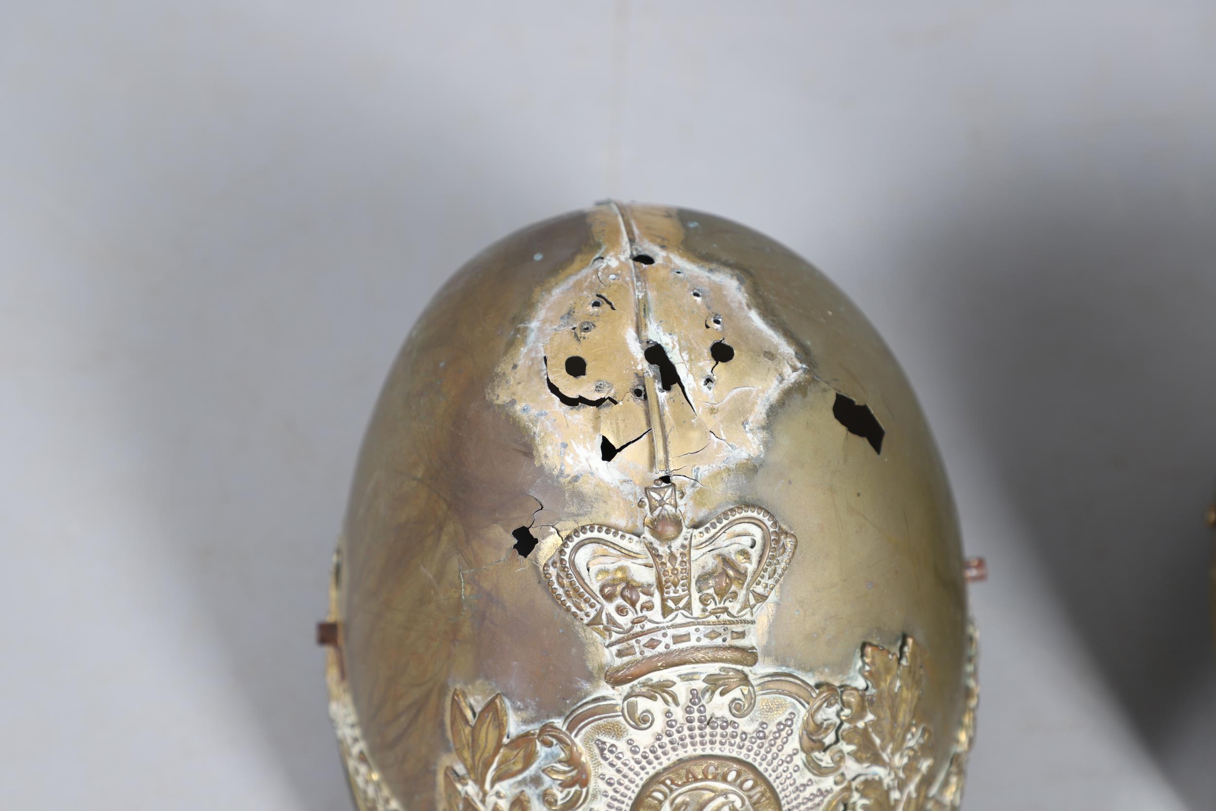 A COLLECTION OF VICTORIAN AND LATER HELMETS AND PARTS TO INCLUDE 1871 PATTERN SHELLS. - Image 12 of 19