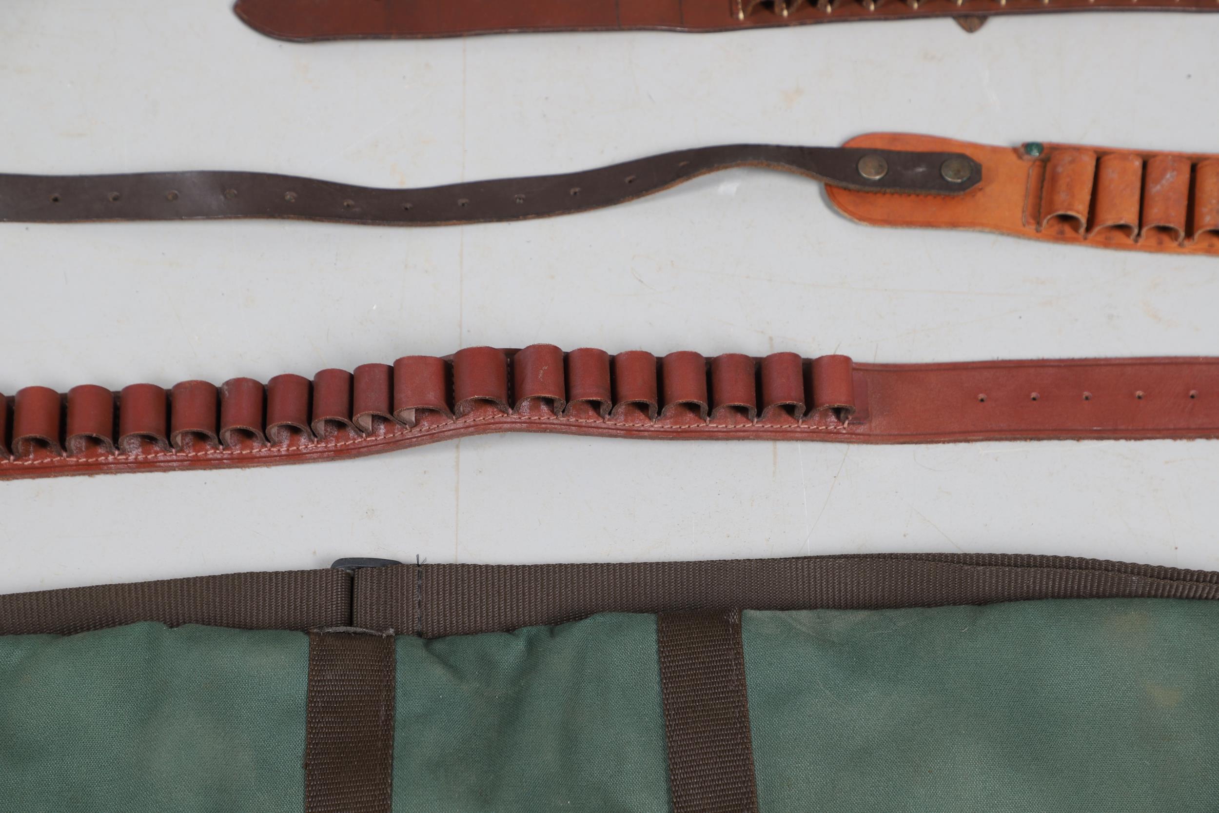 A LEATHER SHOTGUN CASE AND OTHER GUN CASES. - Image 14 of 16