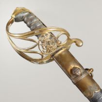 A GEORGE IV 1822 PATTERN INFANTRY OFFICERS SWORD AND SCABBARD BY PROSSER OF LONDON.