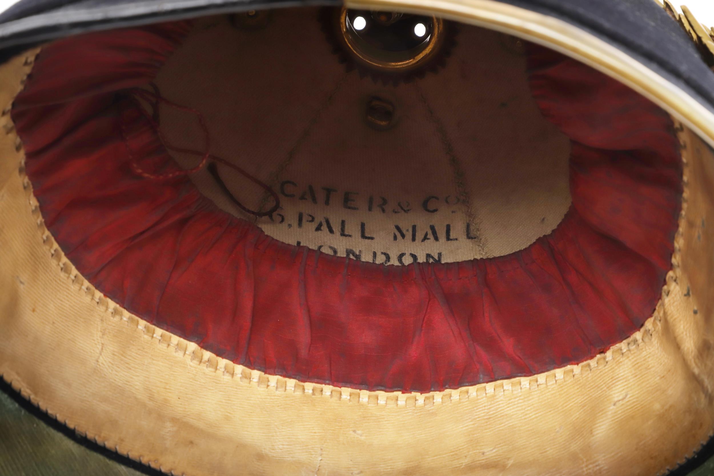 A ROYAL WEST SURREY REGIMENT OFFICER'S BLUE CLOTH HOME SERVICE HELMET. - Image 11 of 12