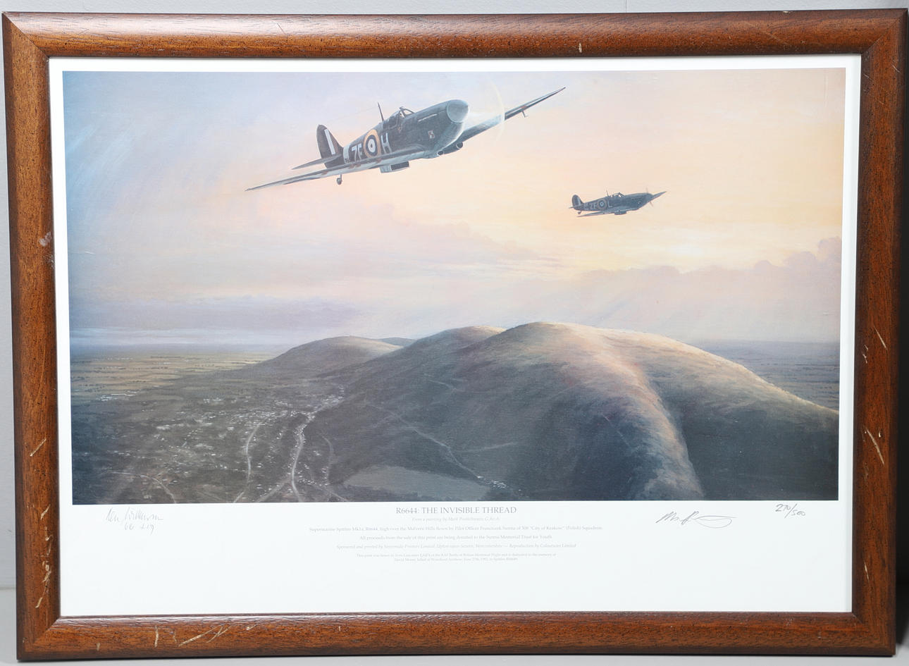 A LARGE COLOUR PRINT OF A SPITFIRE BY BARRIE CLARK, AND A SIMILAR LIMITED EDITION PRINT. - Image 2 of 6