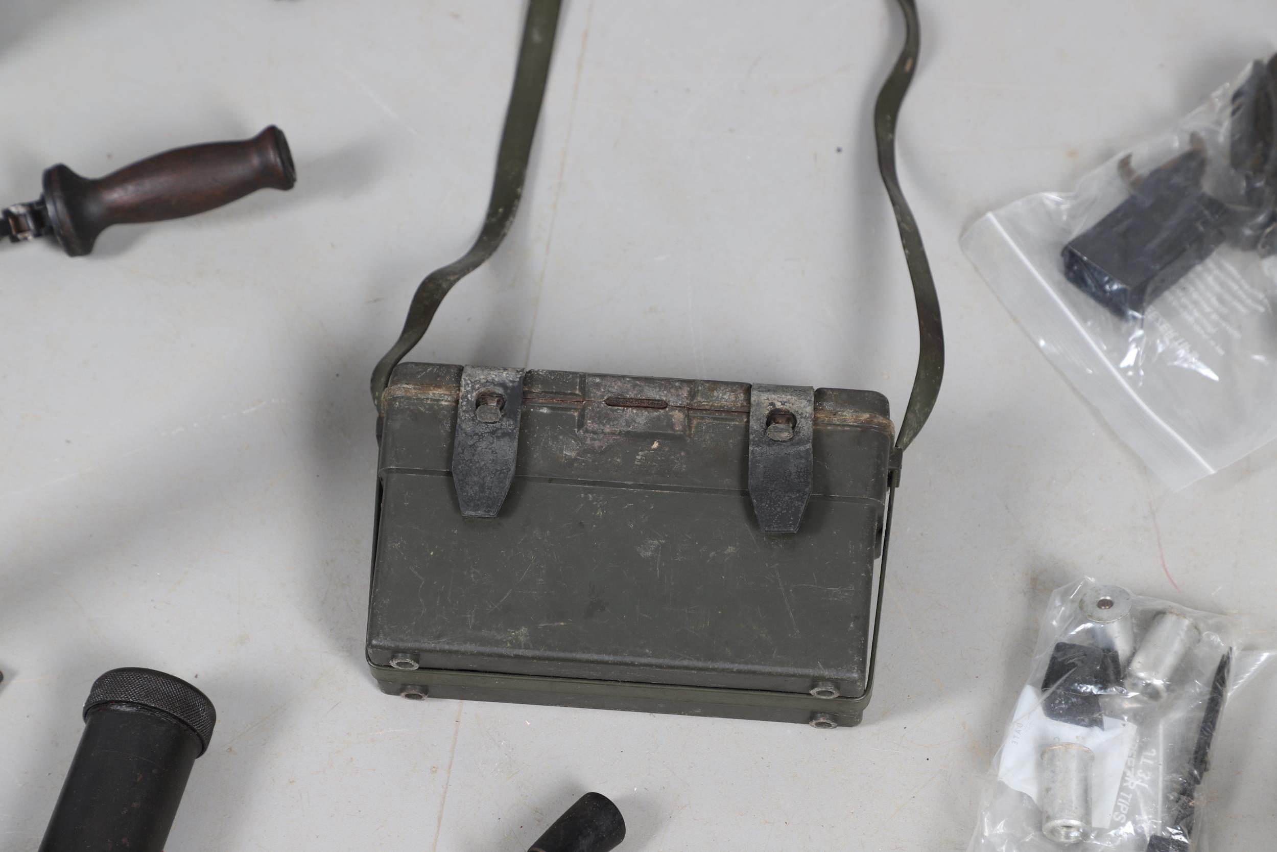 TWO MACHINE GUN BELT LOADING TOOLS AND A COLLECTION OF OTHER ITEMS. - Image 13 of 19