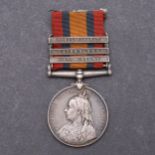 A THREE CLASP QUEEN'S SOUTH AFRICA MEDAL TO THE LEICESTER REGIMENT, A CASUALTY IN THE GREAT WAR.