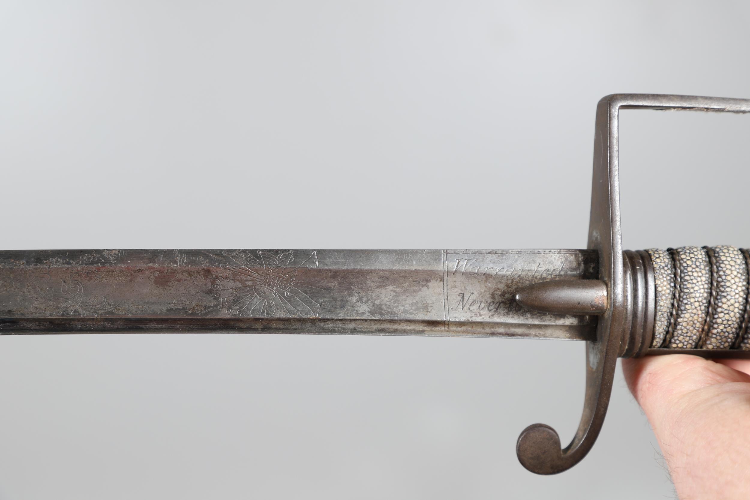 A 1788 PATTERN LIGHT CAVALRY OFFICER'S SWORD AND SCABBARD BY THOMAS GILL OF BIRMINGHAM. - Image 14 of 16