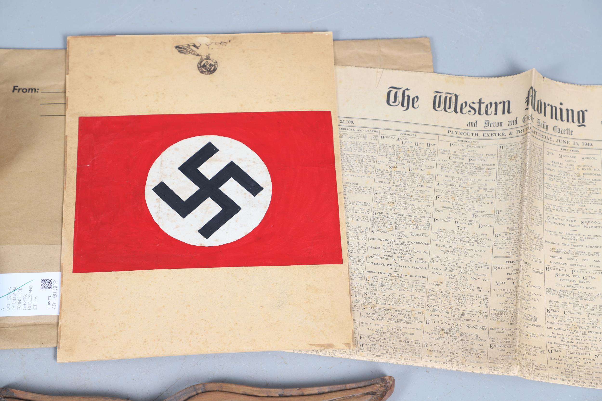 A COLLECTION OF MILITARIA TO INCLUDE BERETS, BUGLES AND OTHER ITEMS. - Bild 7 aus 24