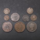 A COLLECTION OF TOKENS AND REGIONAL ISSUES INCLUDING 17TH CENTURY EXAMPLES.