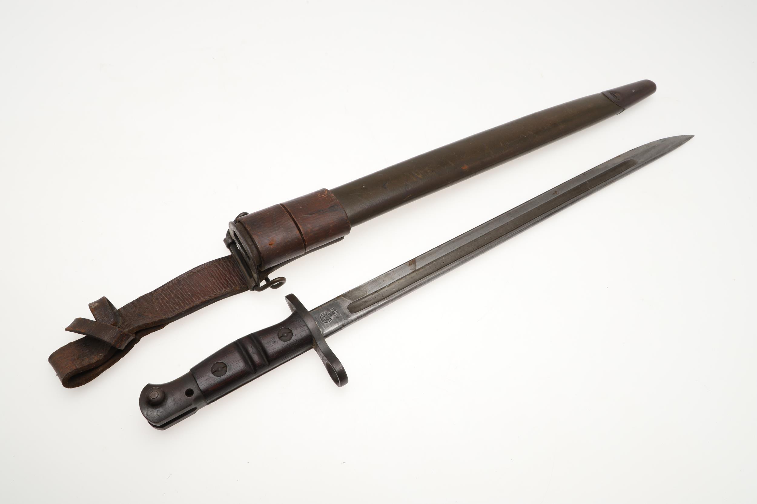 AN AMERICAN REMINGTON FIRST WORLD WAR 1917 PATTERN BAYONET AND SCABBARD. - Image 2 of 8