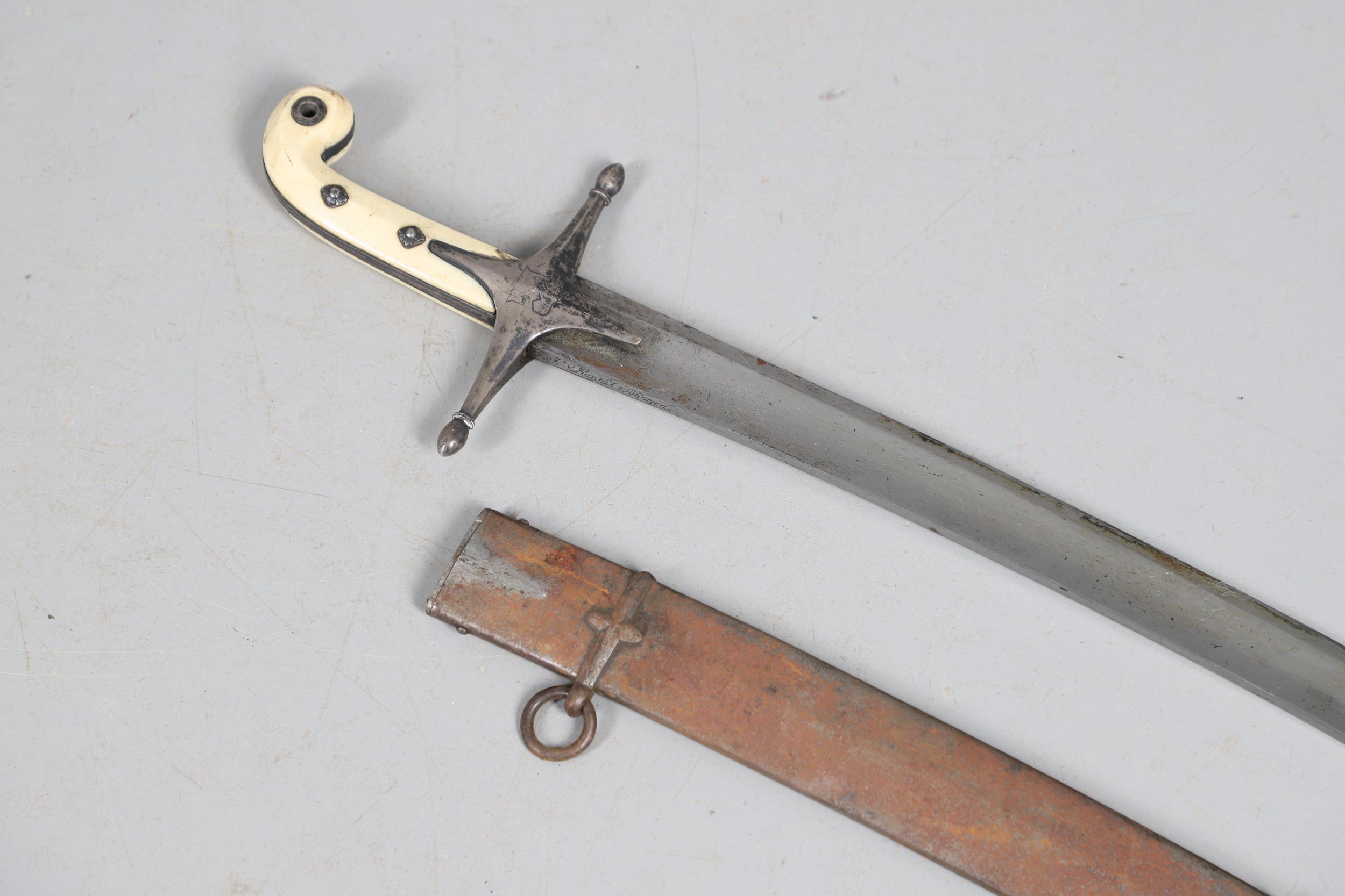 A NINETEENTH CENTURY IVORY HANDLED MAMELUKE SWORD MARKED FOR THE VAVASOUR FAMILY. - Image 9 of 17