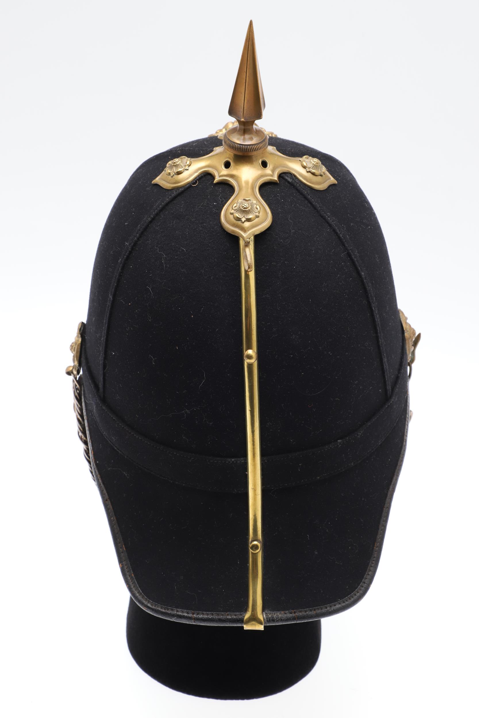 A SOUTH STAFFORDSHIRE REGIMENT OFFICER'S BLUE CLOTH HOME SERVICE HELMET. - Image 7 of 13