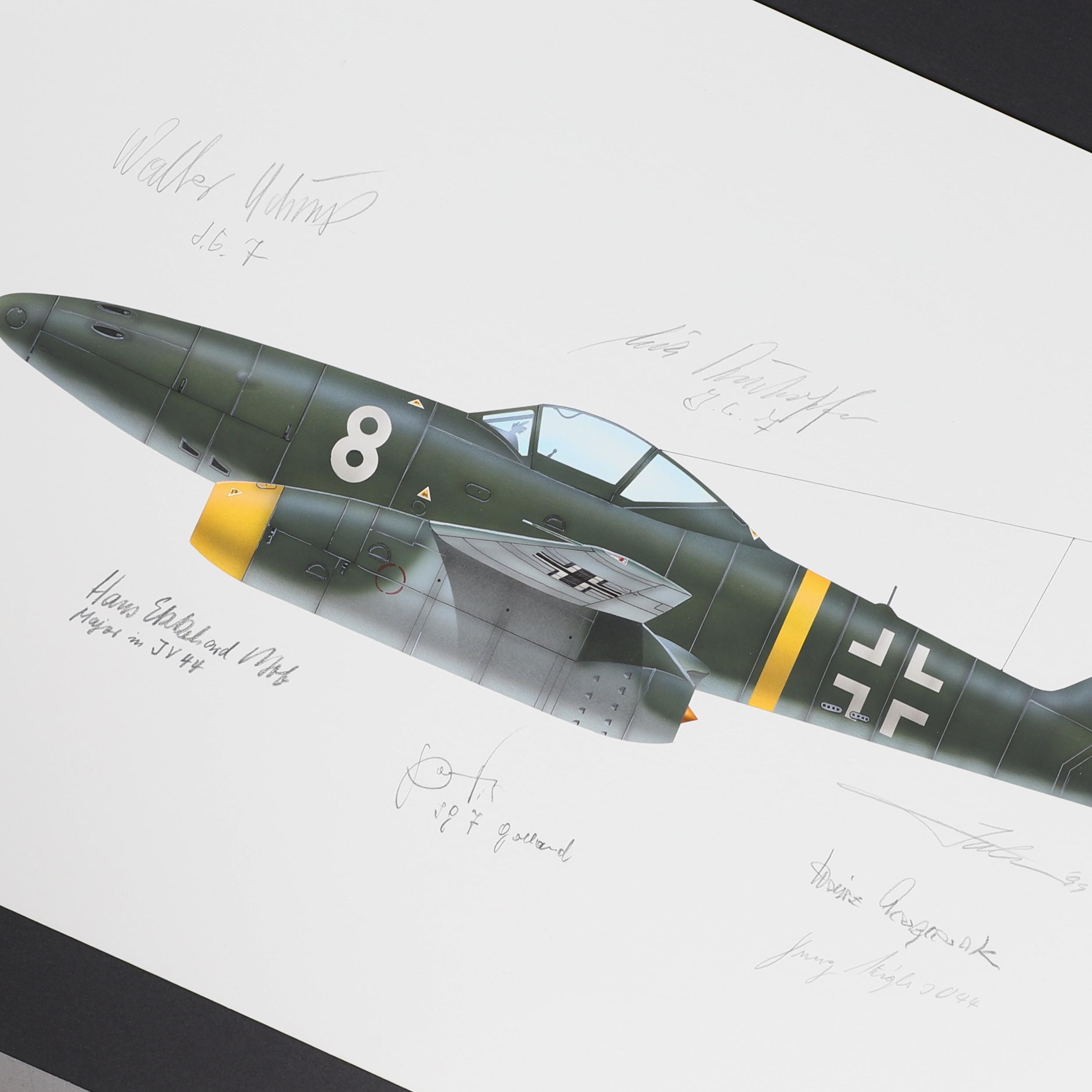 JOHN C. VALO, c.1963, MESSERSCHMIT Me-262A-1. WITH VARIOUS SIGNATURES.