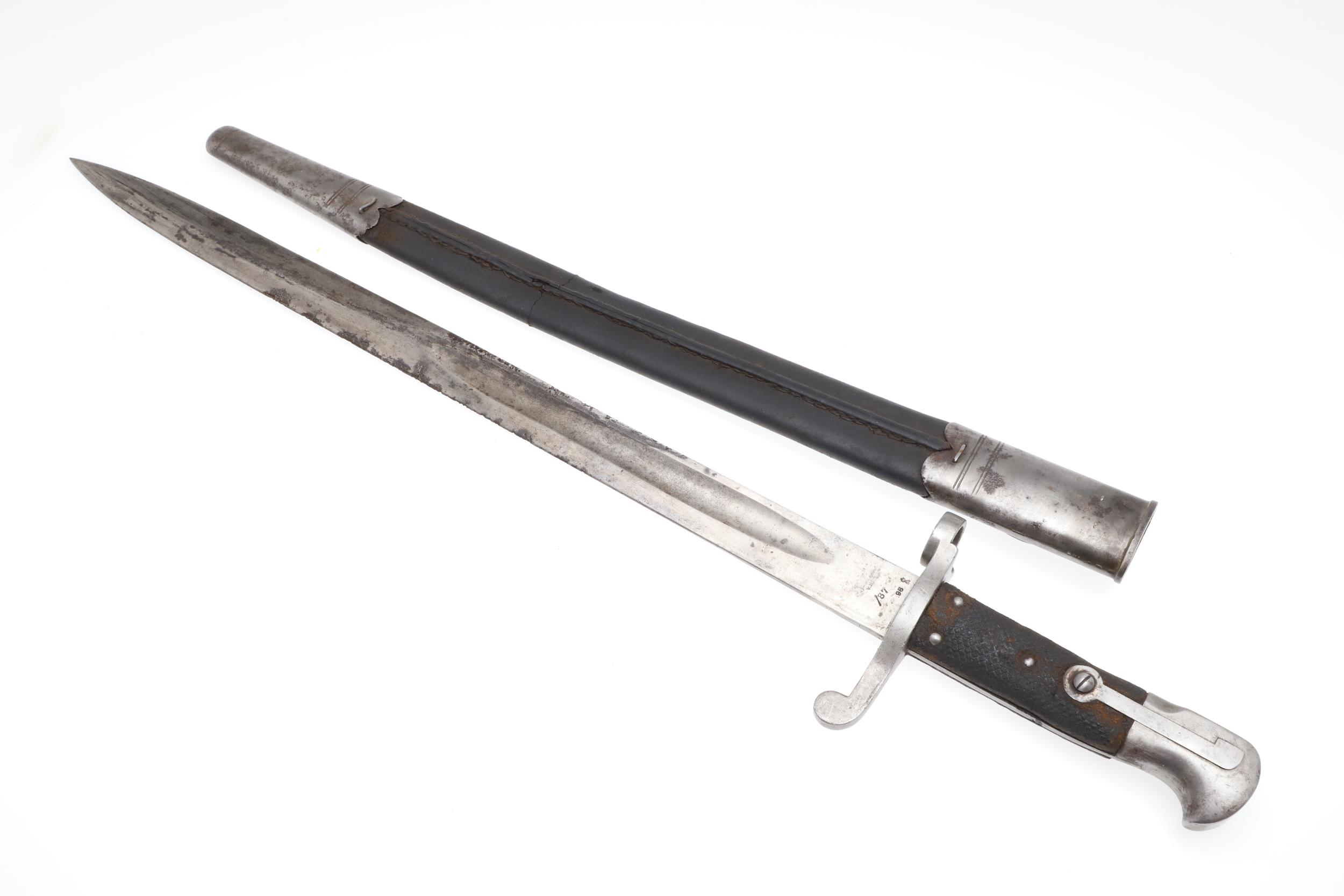 A VICTORIAN MARTINI HENRY 1887 PATTERN BAYONET AND SCABBARD. - Image 5 of 18