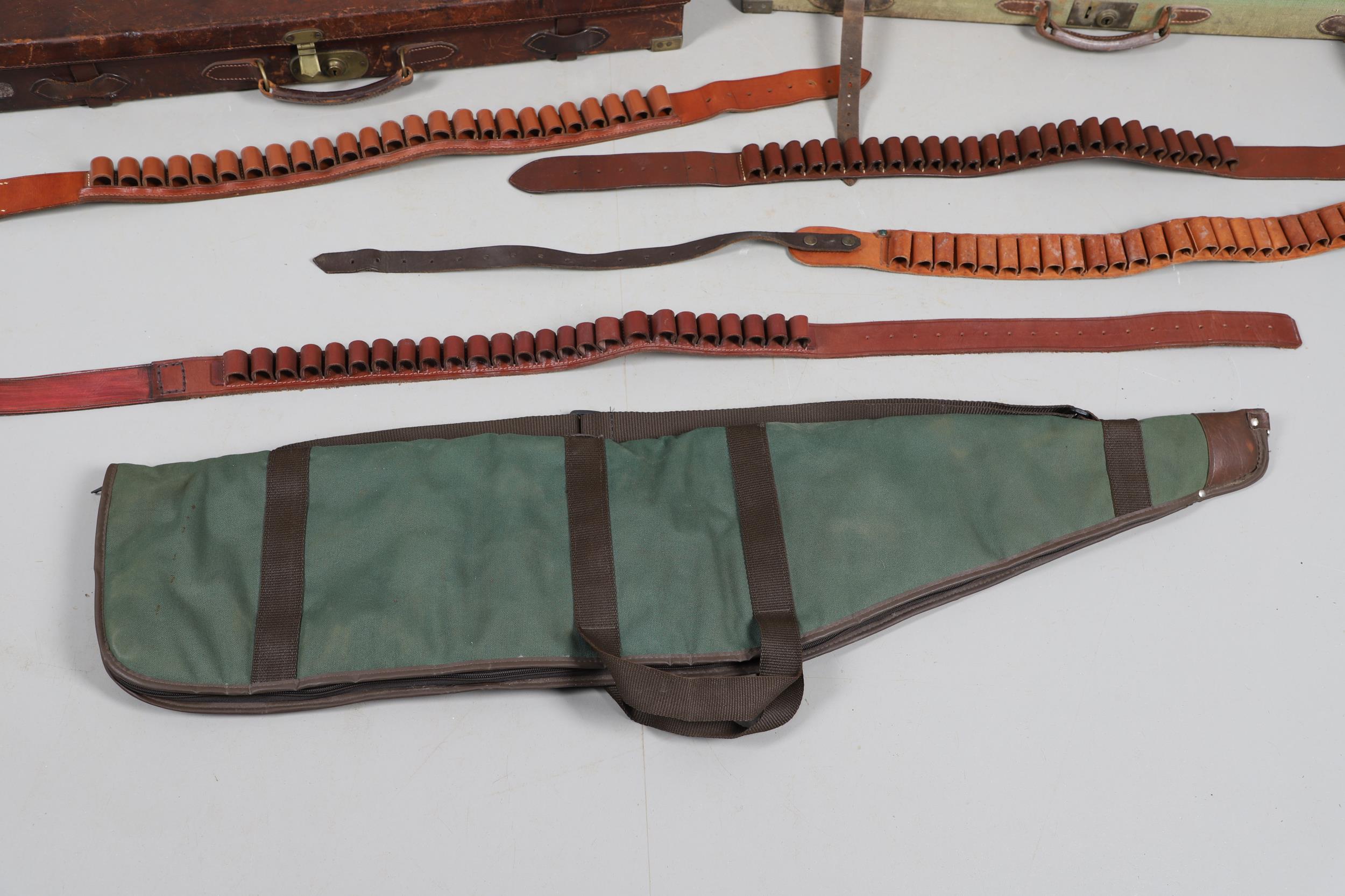 A LEATHER SHOTGUN CASE AND OTHER GUN CASES. - Image 16 of 16