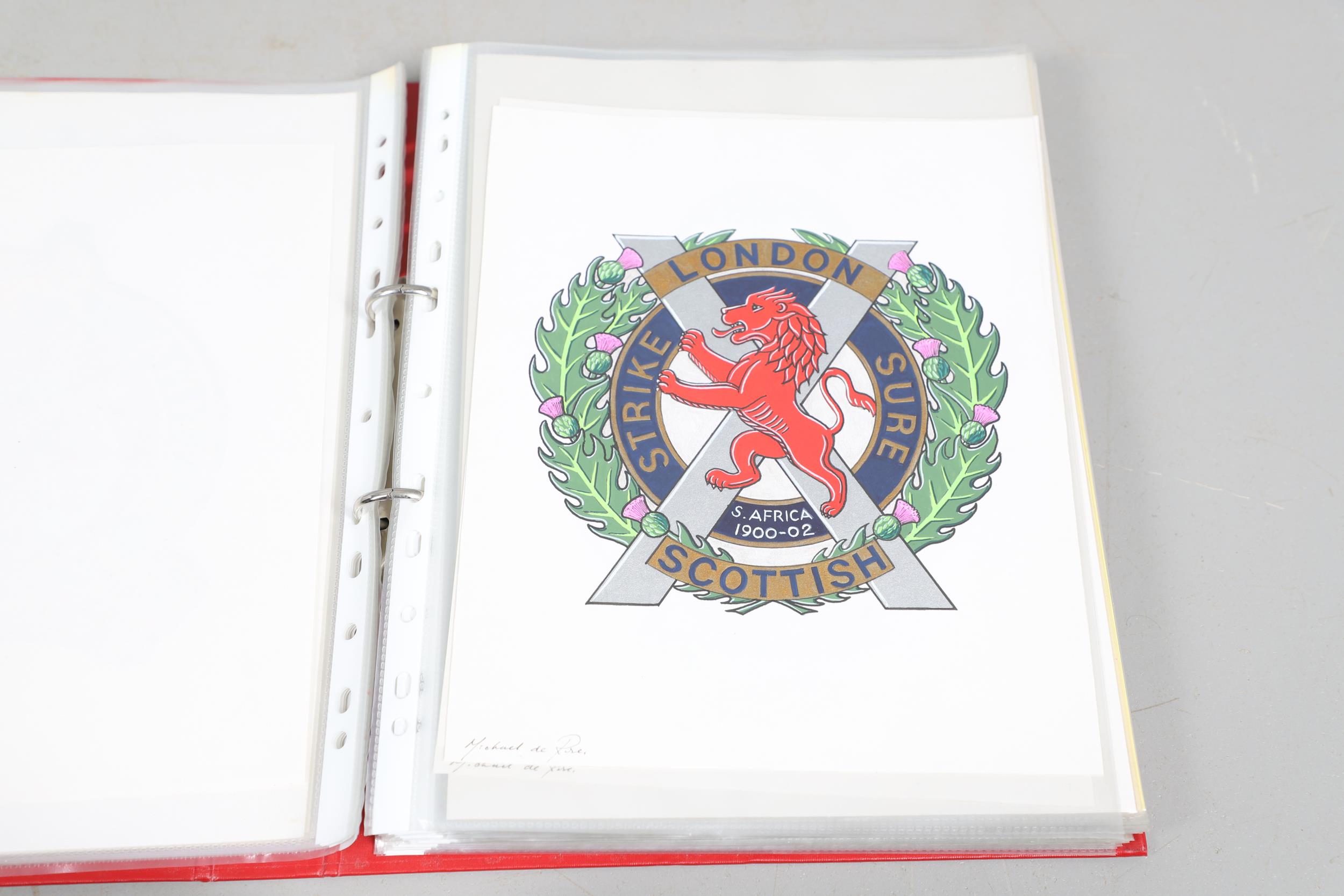 A LARGE COLELCTION OF ARTWORK OF MILITARY CRESTS. IN FOUR ALBUMS AND MANY LOOSE. - Bild 29 aus 63