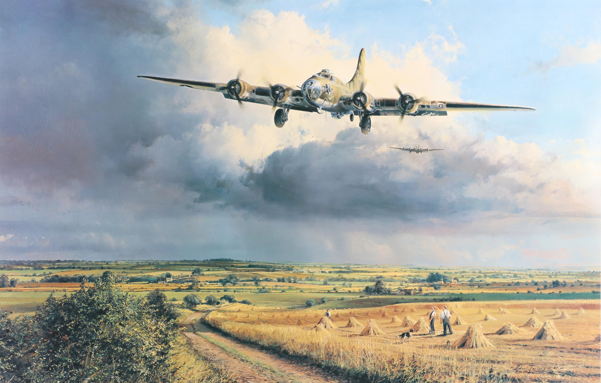 MISSION COMPLETED BY ROBERT TAYLOR, COLOUR PRINT SIGNED BY THE ARTIST AND FIVE PILOTS. - Image 2 of 7